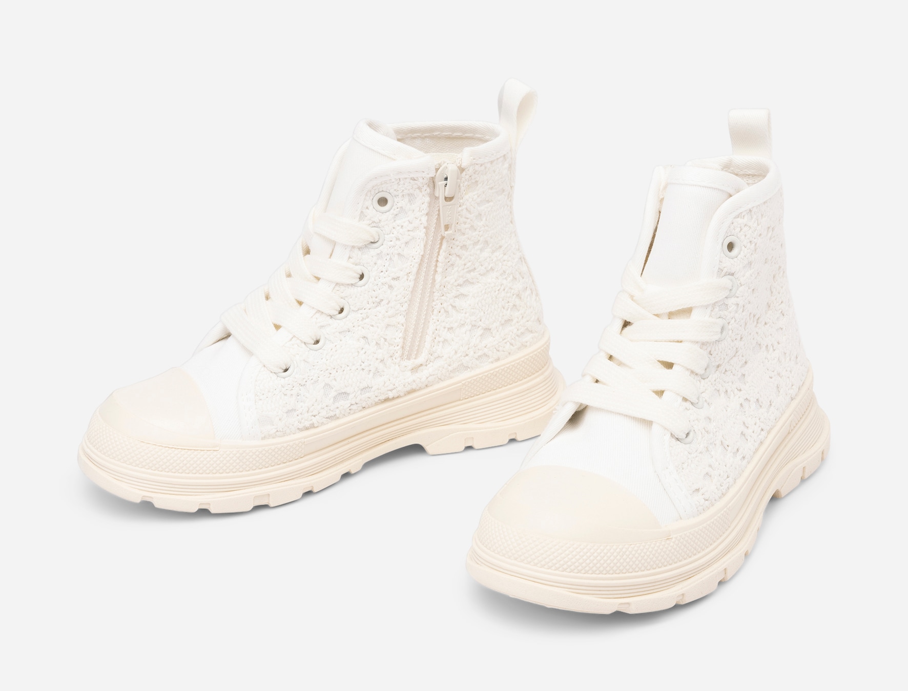 LEJON, Tøy-snøreboots Hvit