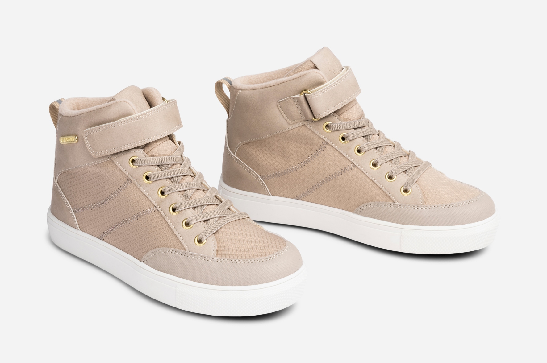 LEJON, Fleeceforet høy sneakers waterproof Beige