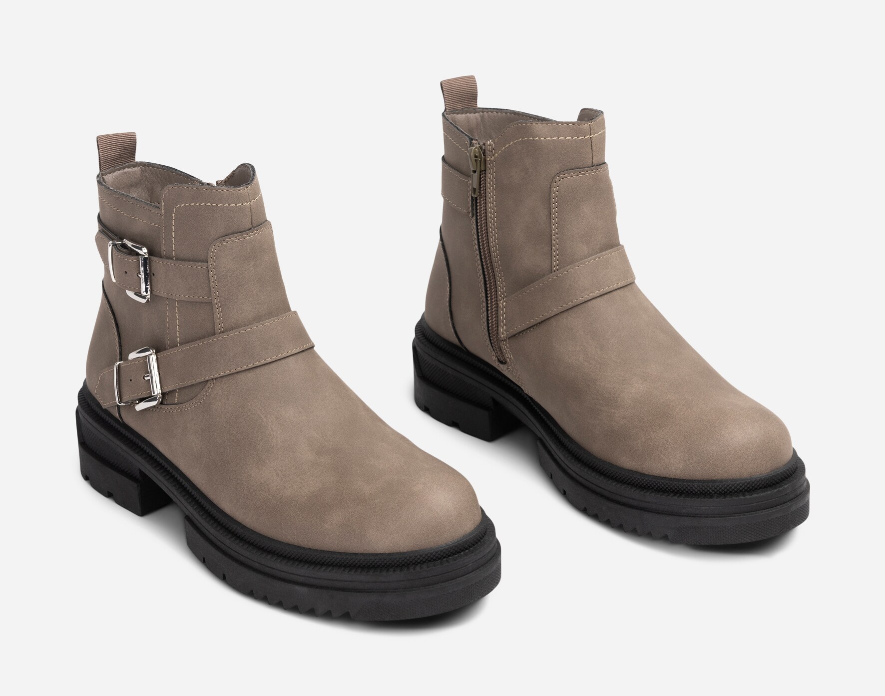 ALLEY, Varmforet boots med spenne Beige