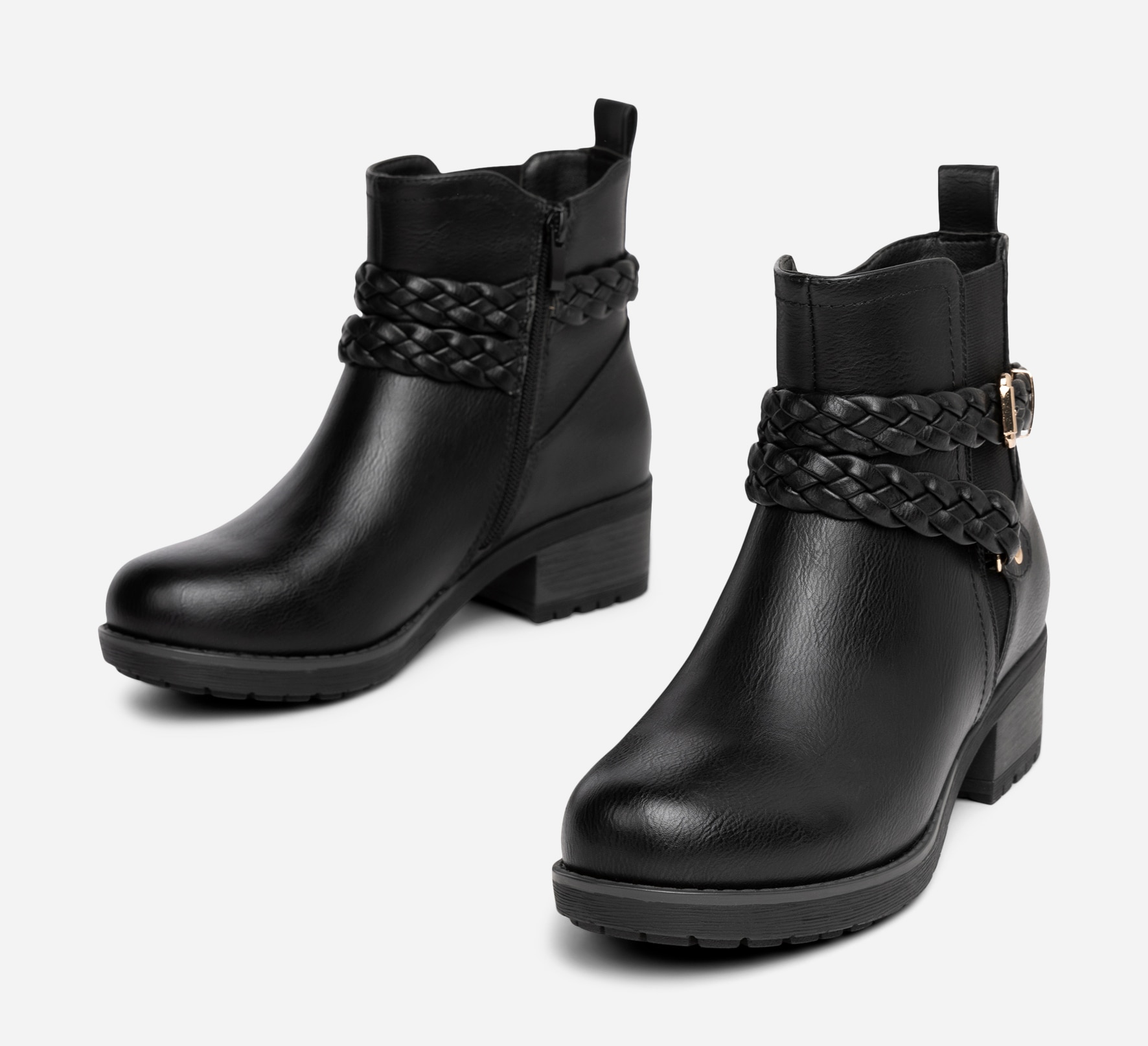 CLOU COMFORT, Varmforet boots med spenne Sort