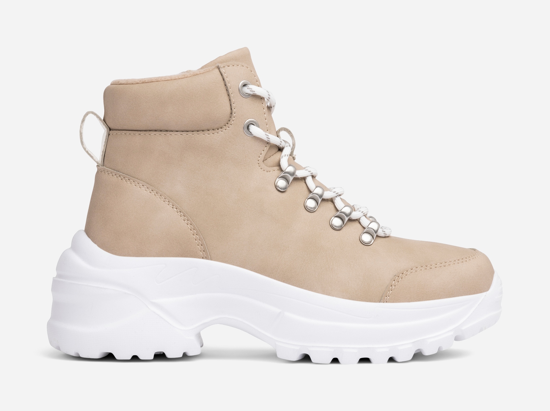 ZOEY, Fleeceforet høy sneakers Beige