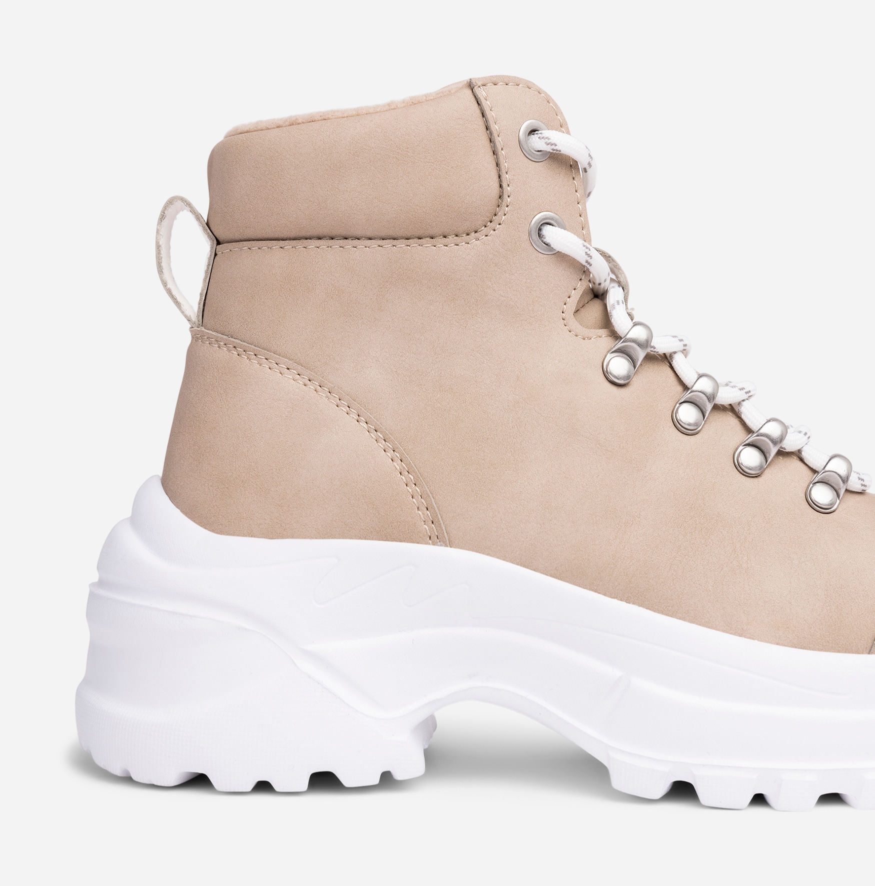 ZOEY, Fleeceforet høy sneakers Beige