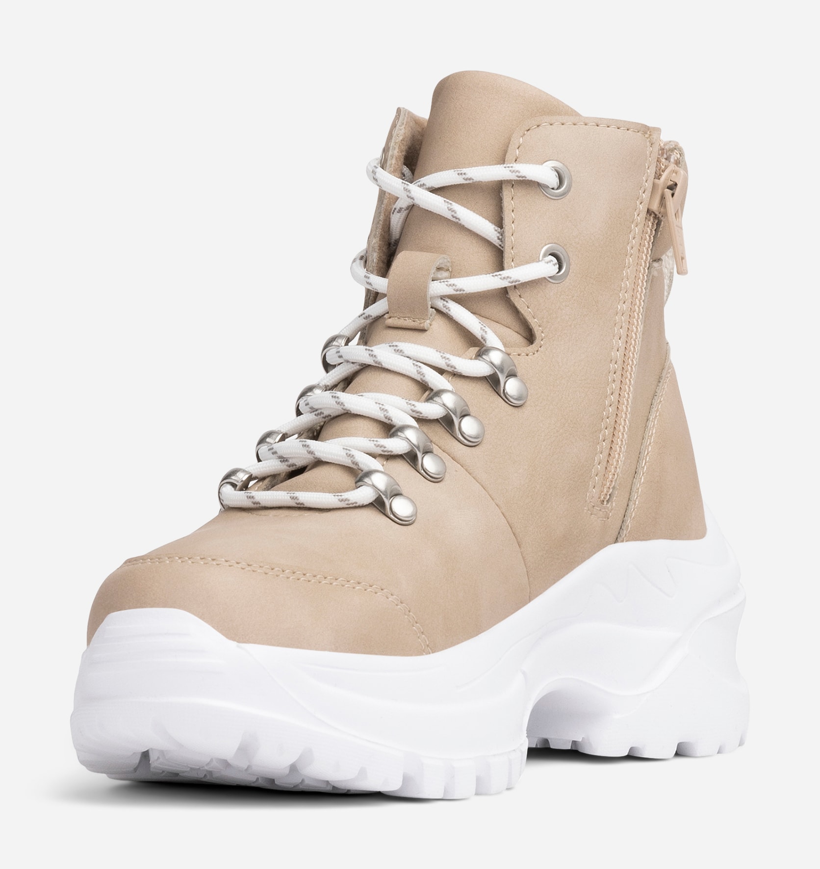 ZOEY, Fleeceforet høy sneakers Beige