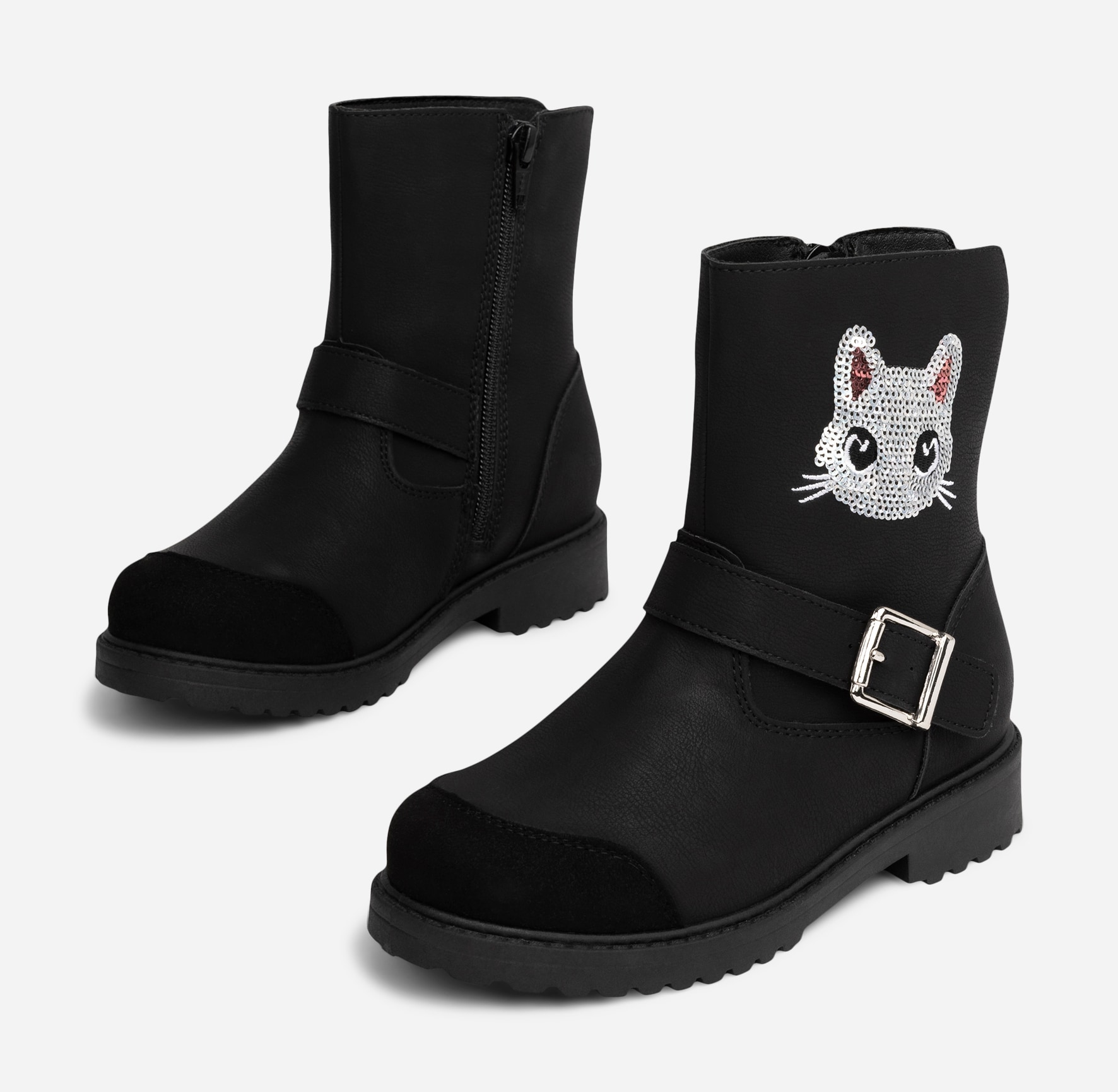 ZOEY, Varmforet boots med spenne Sort