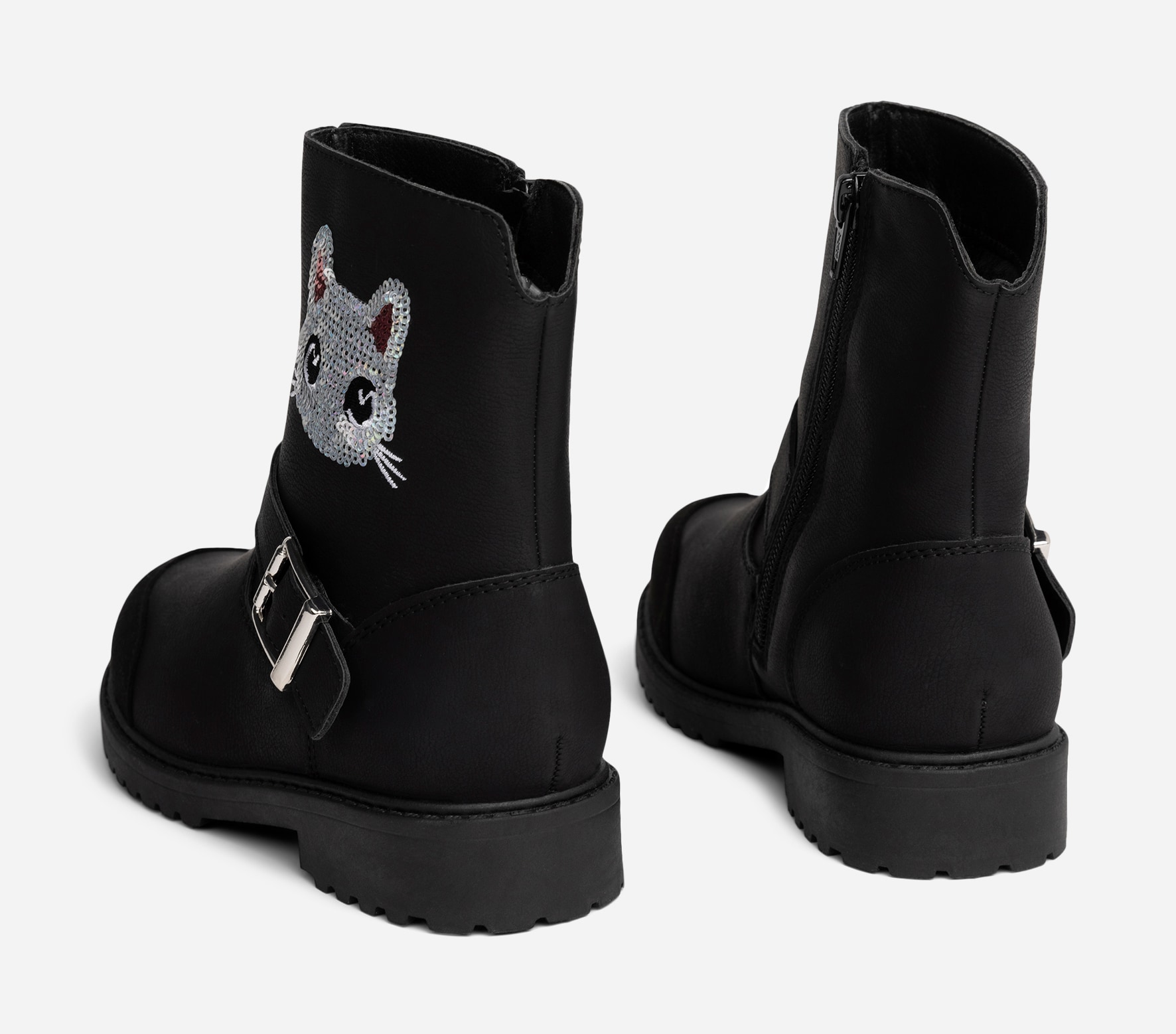 ZOEY, Varmforet boots med spenne Sort