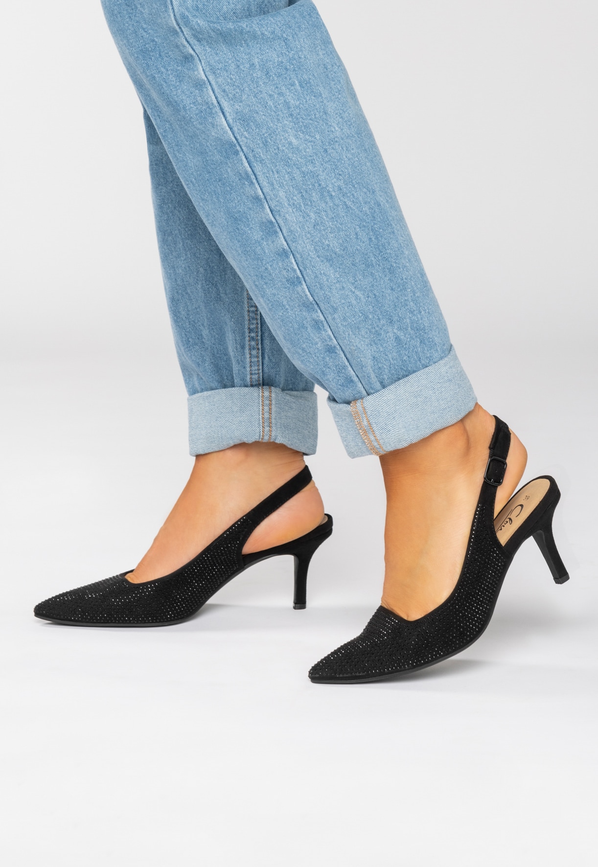 Omsorg telefon pyramide Rie | Pumps med slingback | Sort | Clou - DinSko