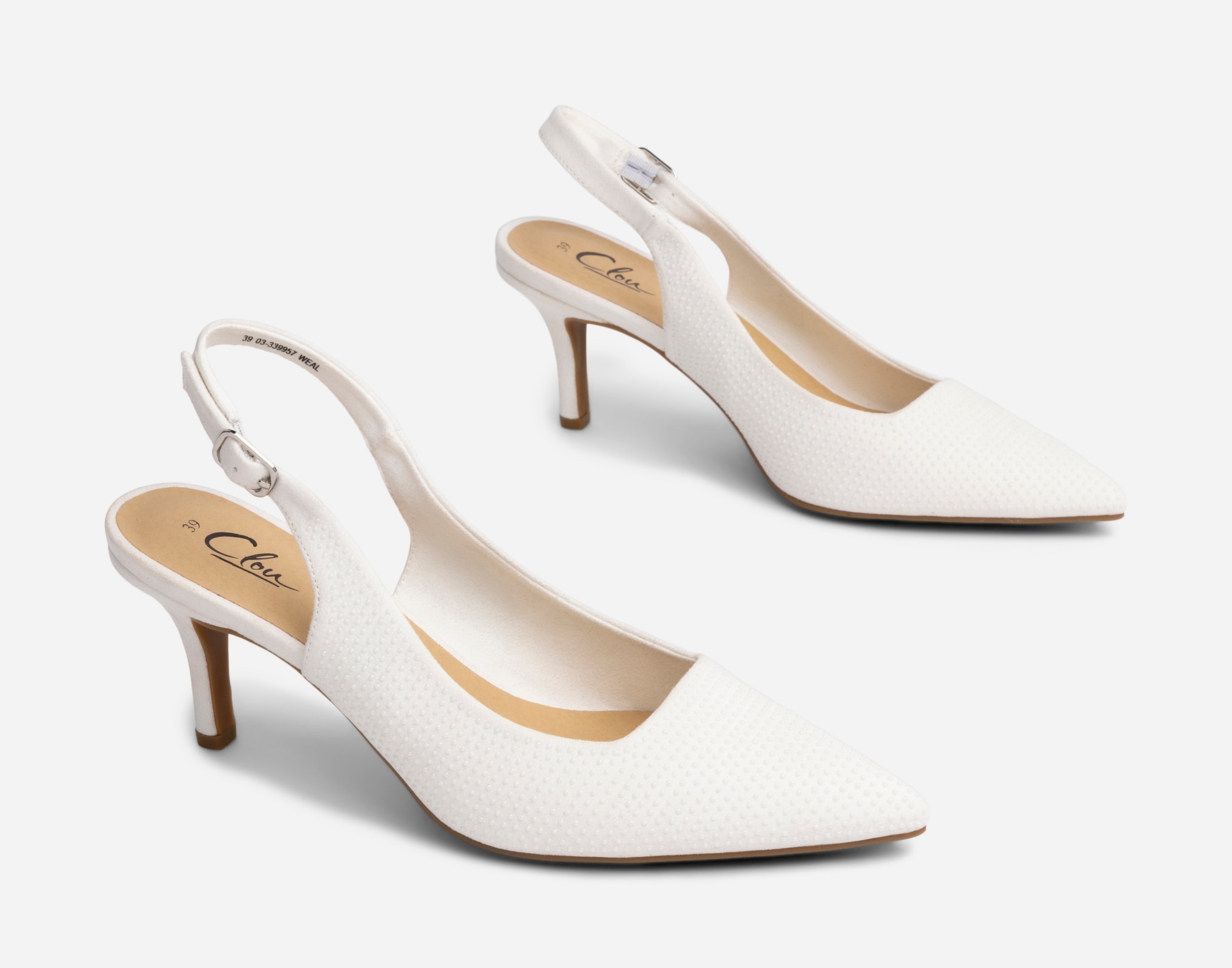 CLOU, Pumps med slingback Hvit