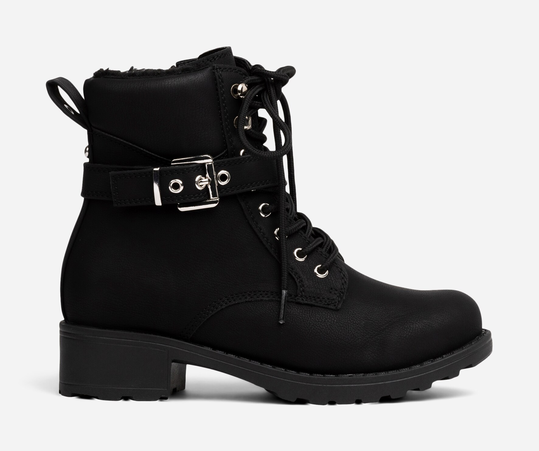 ZOEY, Varmforet boots med snøring Sort