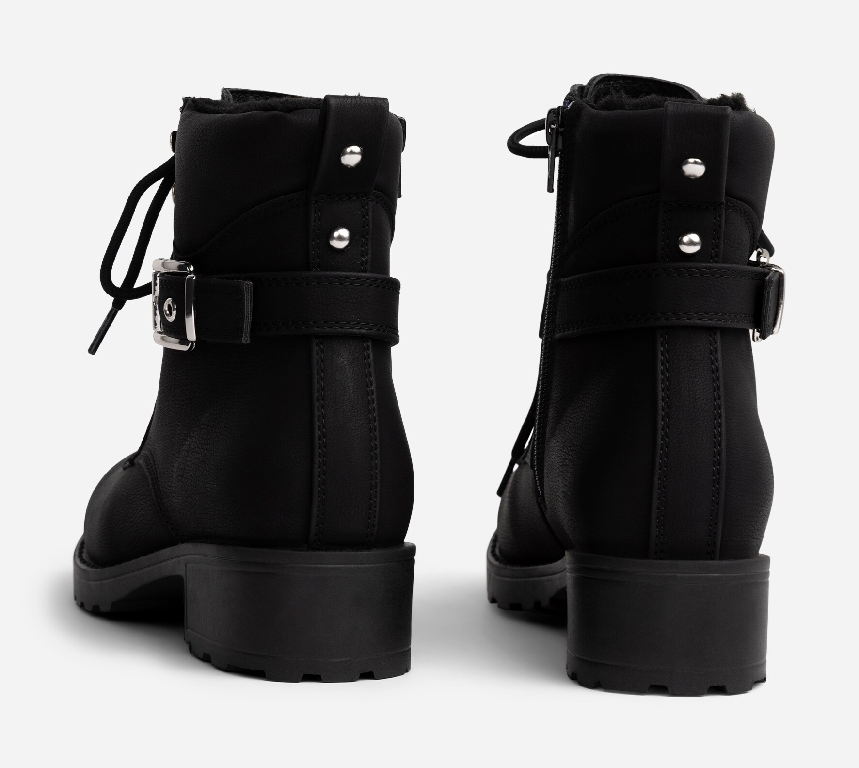 ZOEY, Varmforet boots med snøring Sort