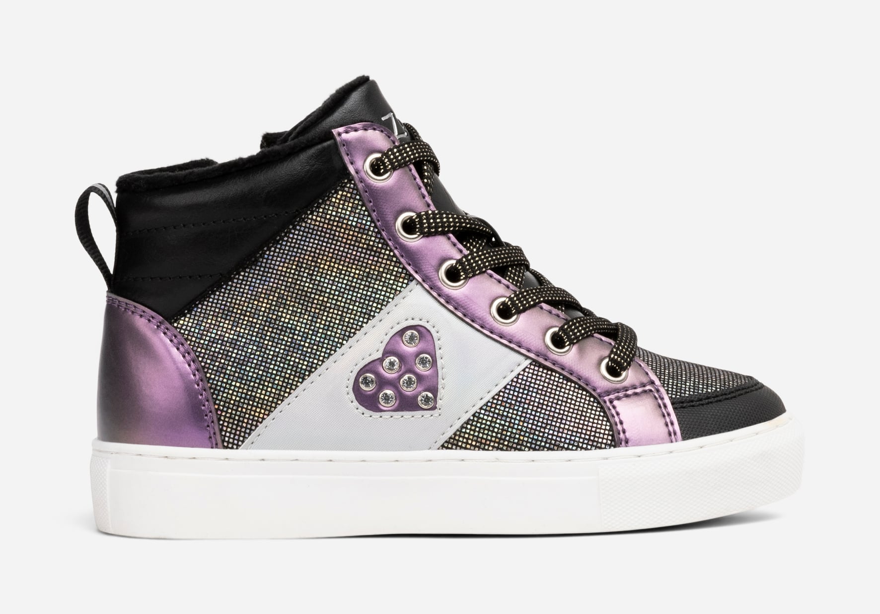 ZOEY, Fleeceforet høy sneakers Sort