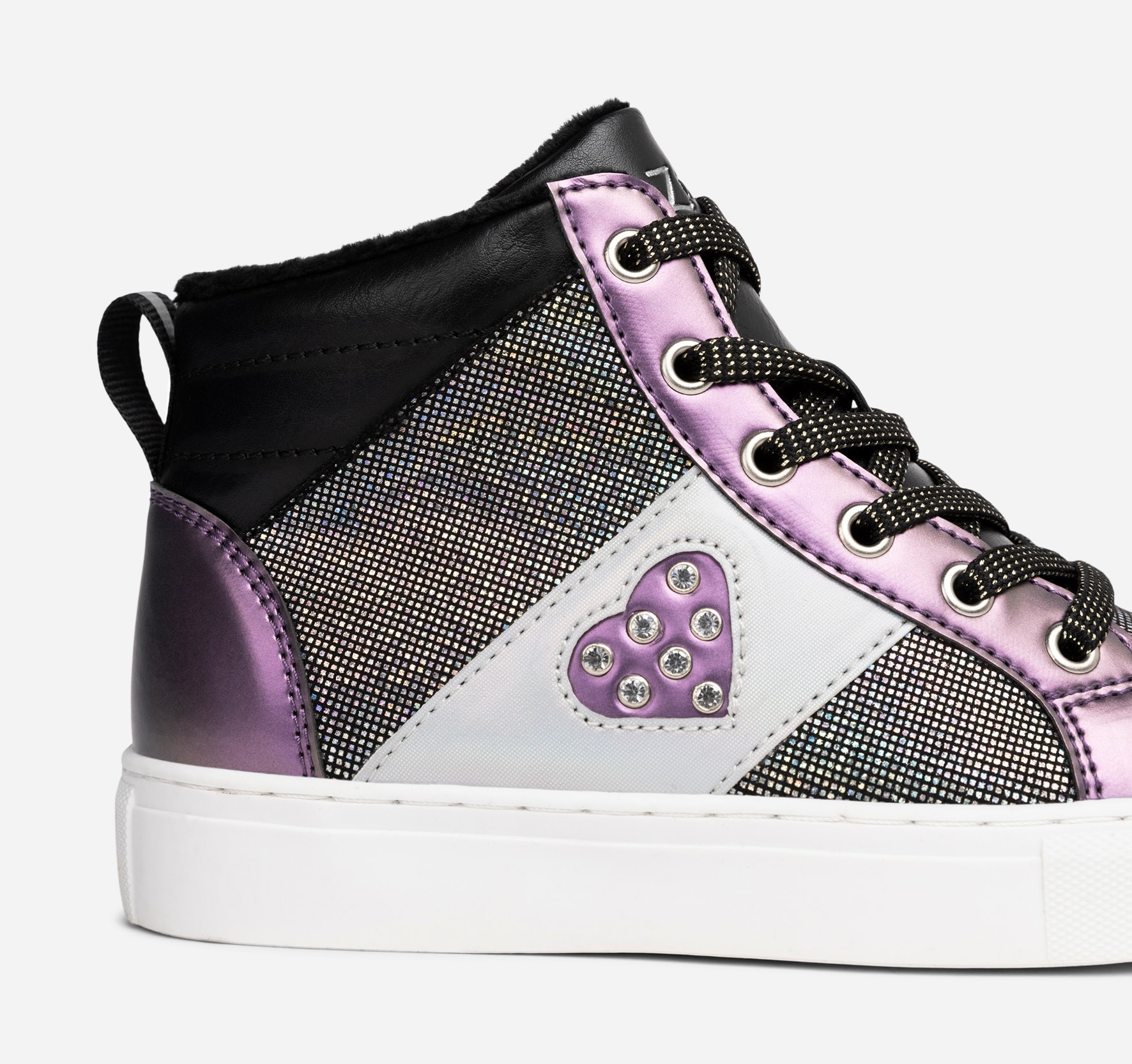 ZOEY, Fleeceforet høy sneakers Sort