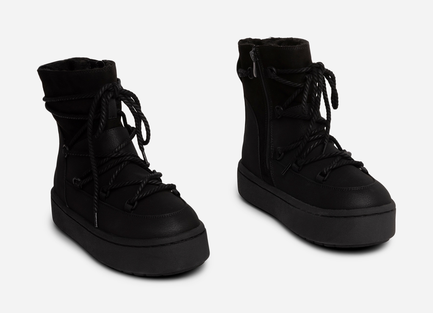 VOX, Varmforet boots med snøring Sort