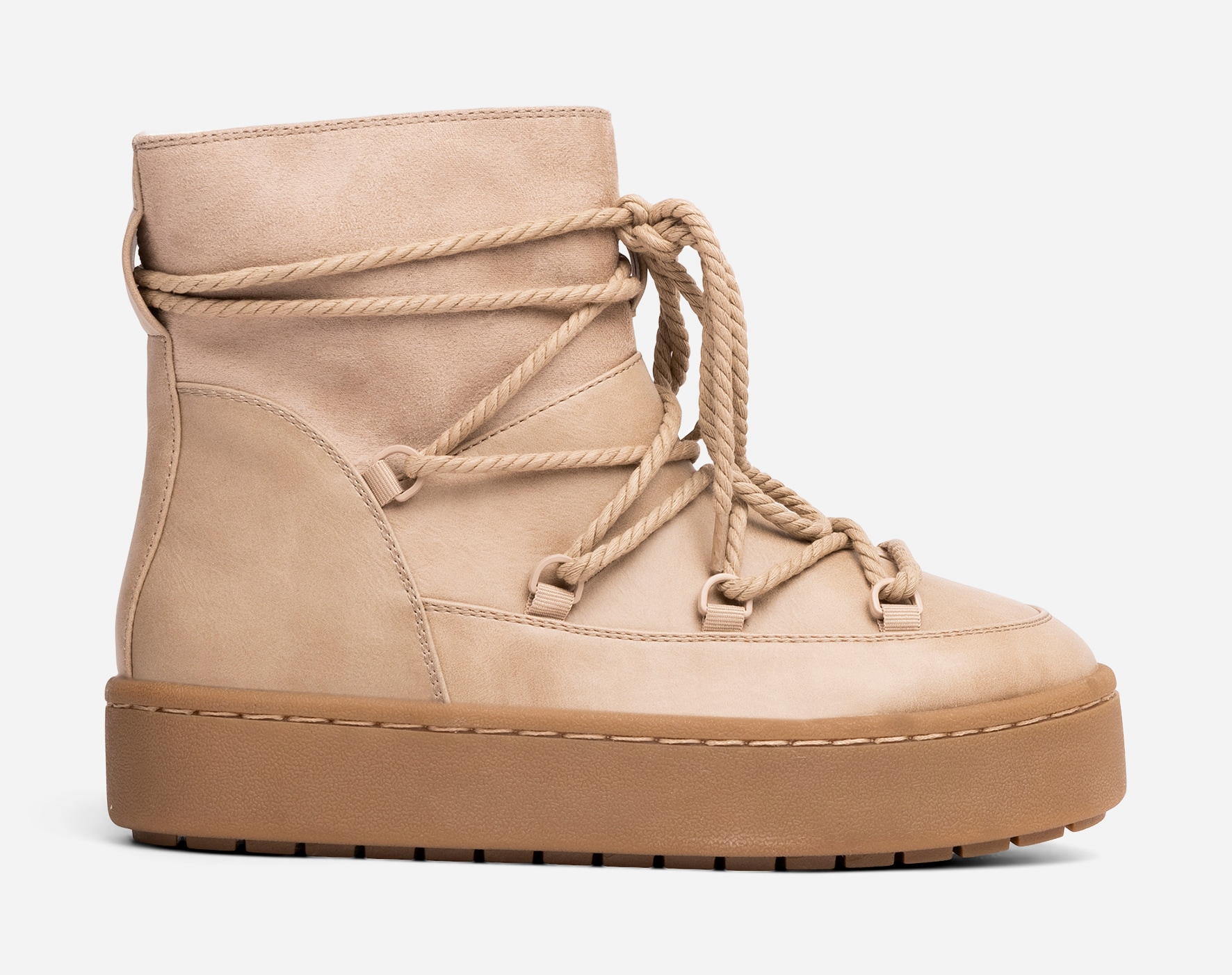 VOX, Varmforet boots med snøring Beige