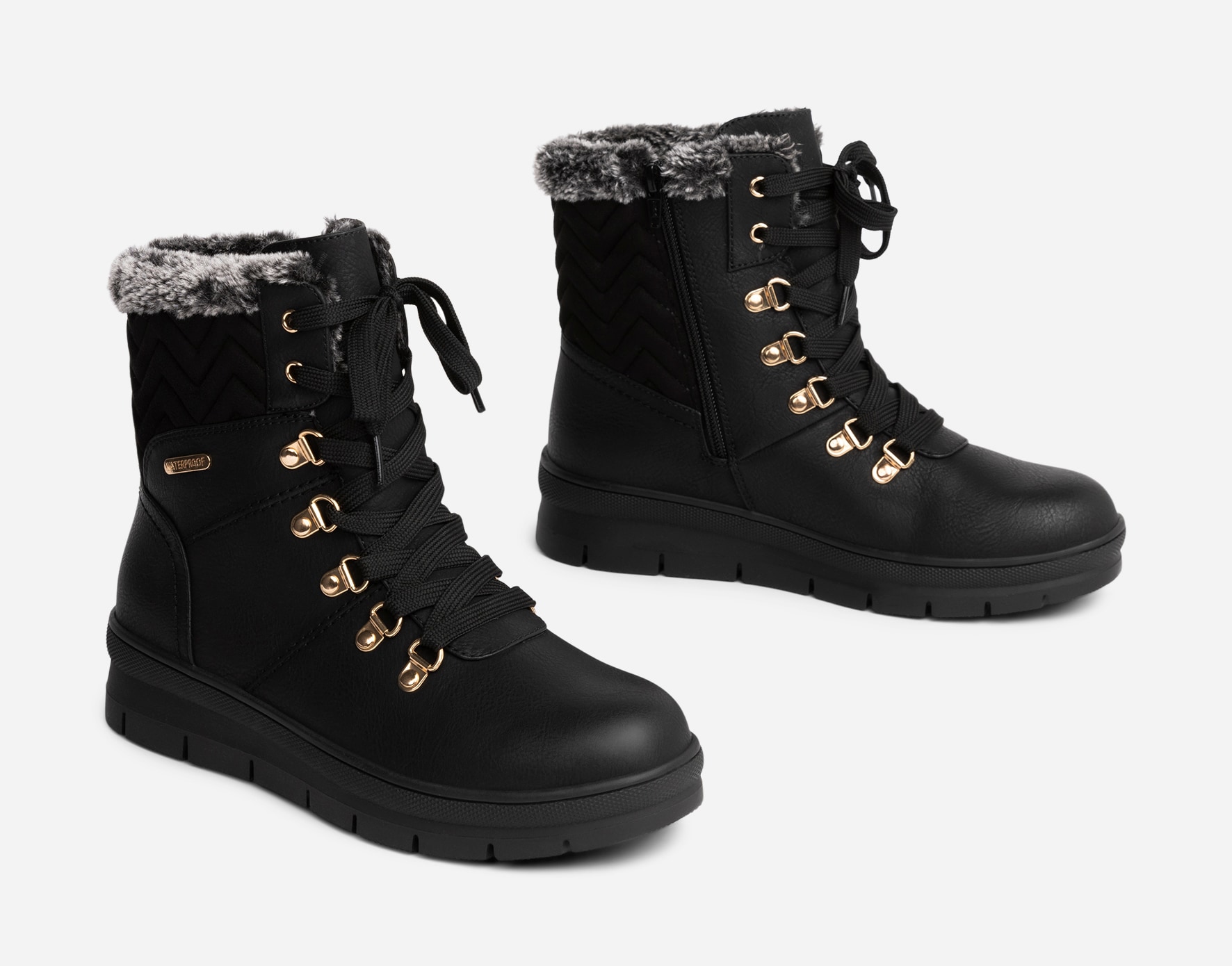 CLOU COMFORT, Varmforet skolett waterproof Sort