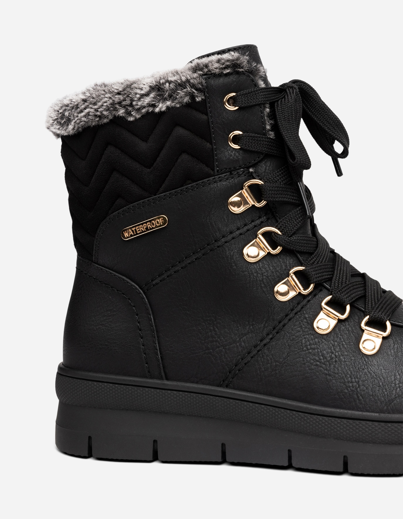 CLOU COMFORT, Varmforet skolett waterproof Sort