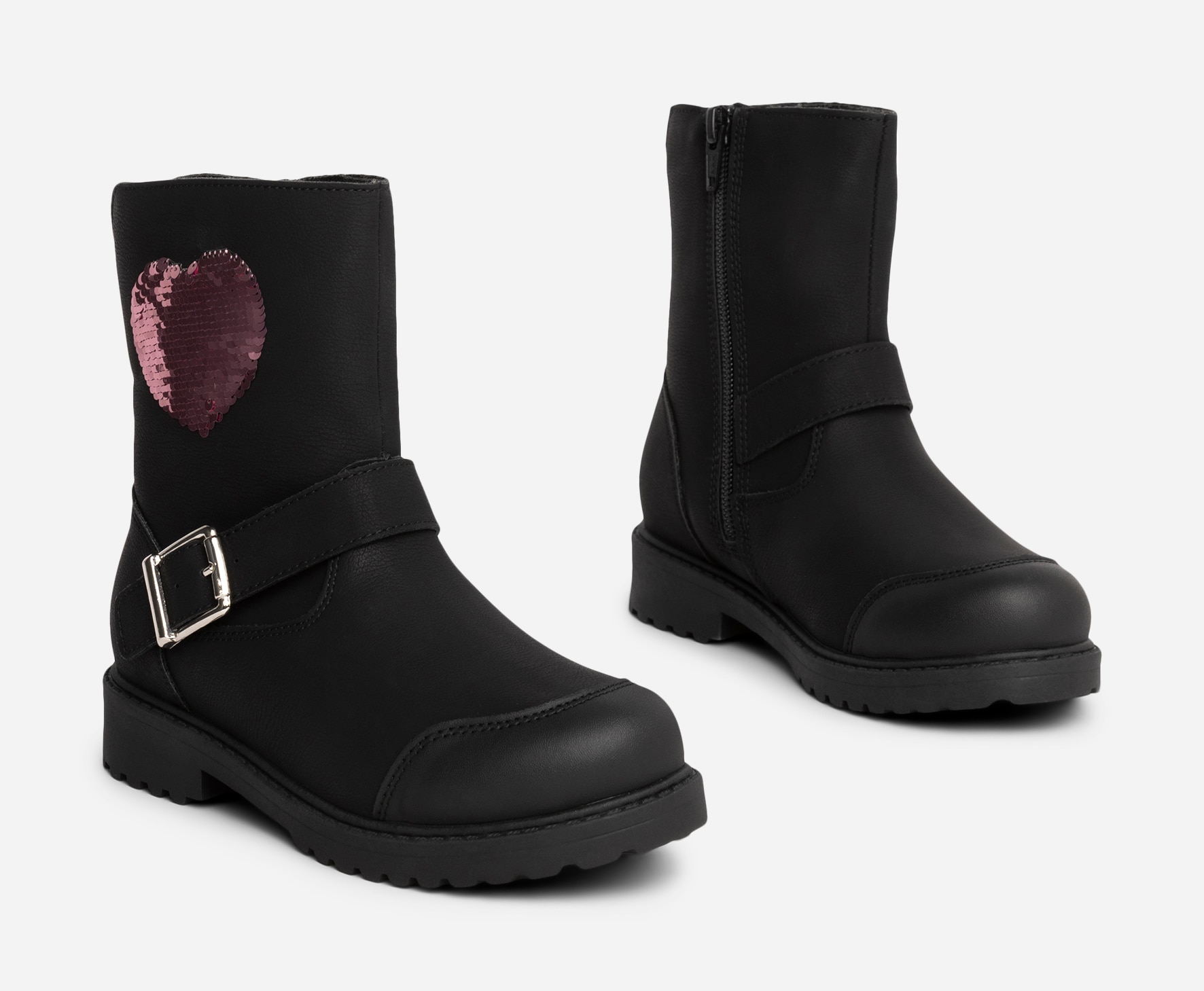 ZOEY, Varmforet boots med spenne Sort