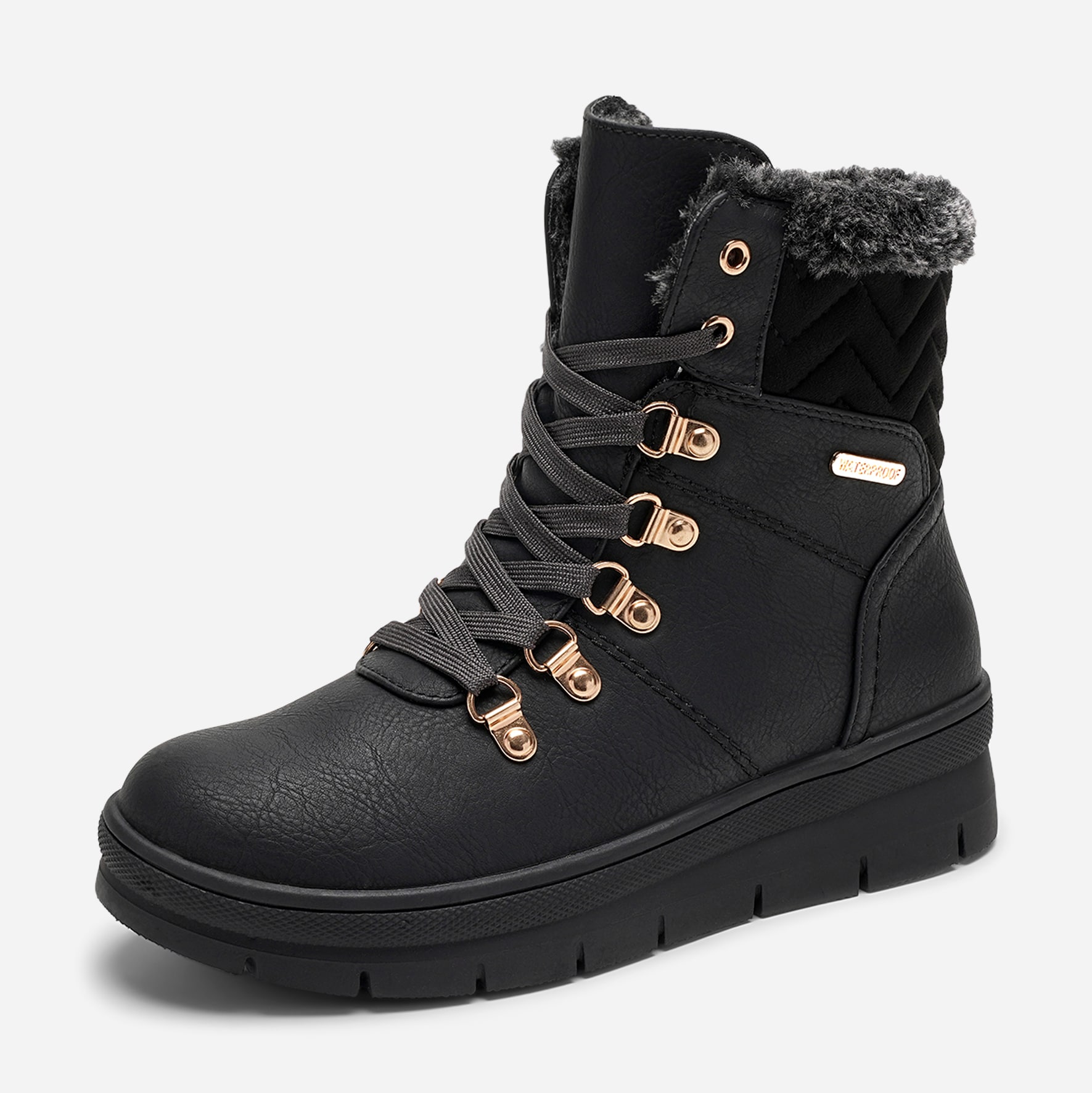CLOU COMFORT, Varmforet skolett waterproof Sort
