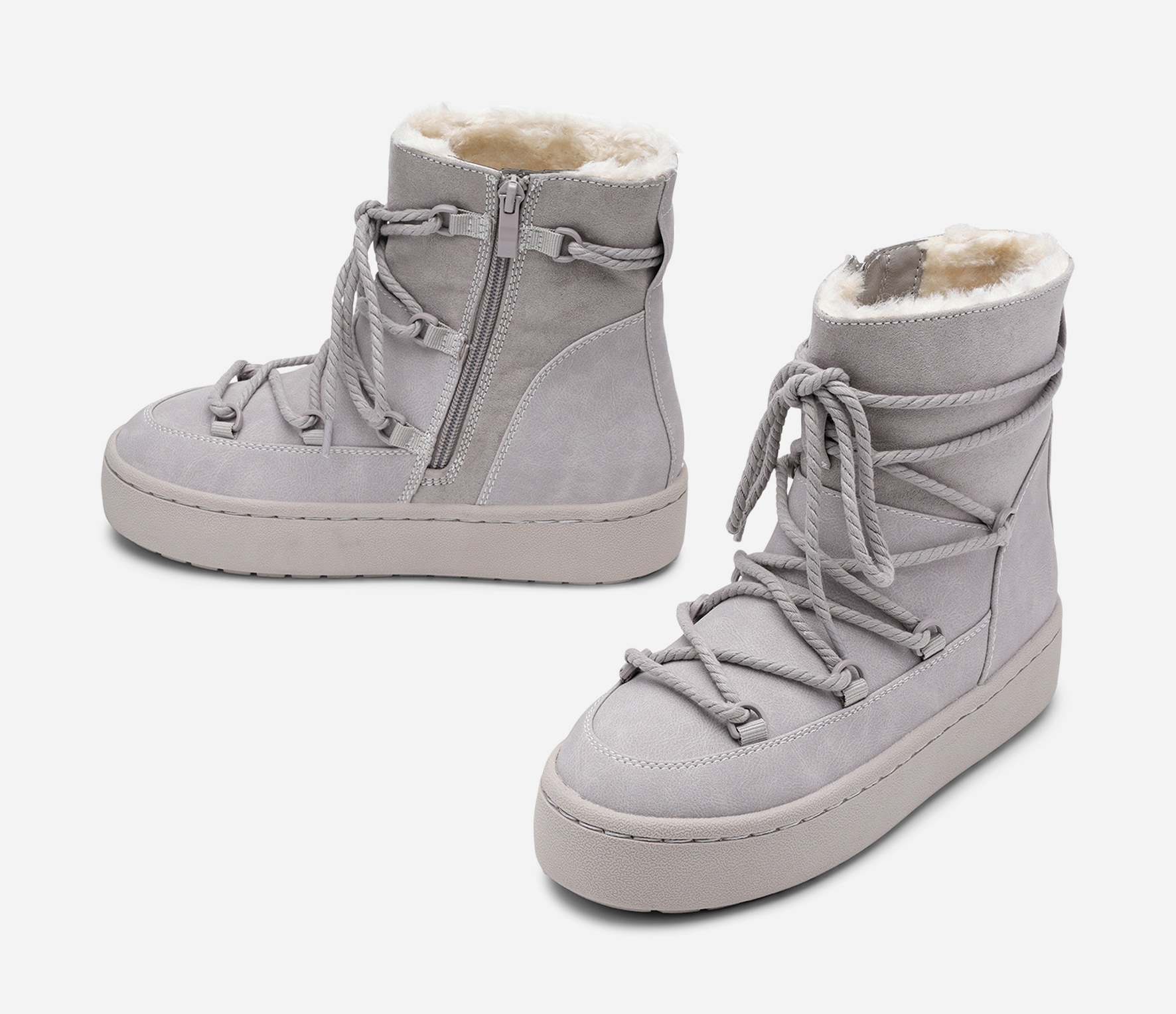 VOX, Varmforet boots med snøring Grå