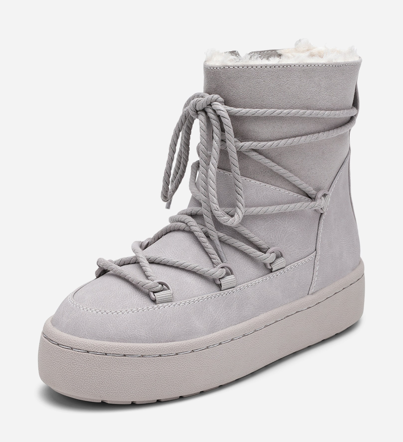 VOX, Varmforet boots med snøring Grå