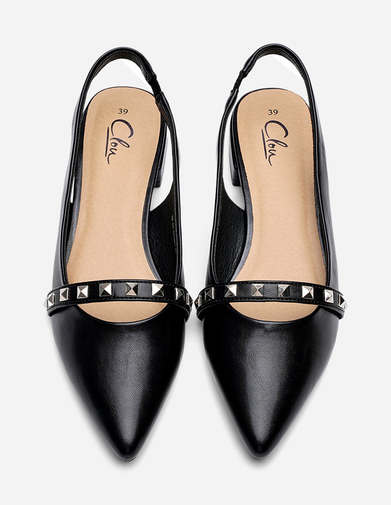 CLOU, Ballerinasko med slingback Sort