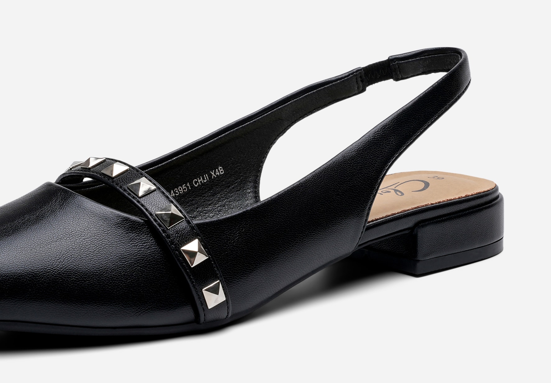 CLOU, Ballerinasko med slingback Sort