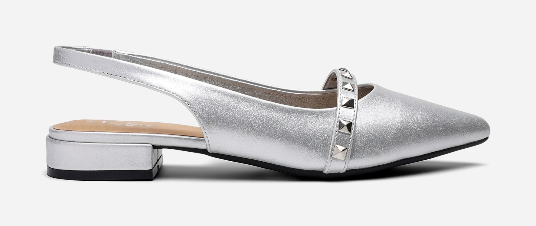 CLOU, Ballerinasko med slingback Metall
