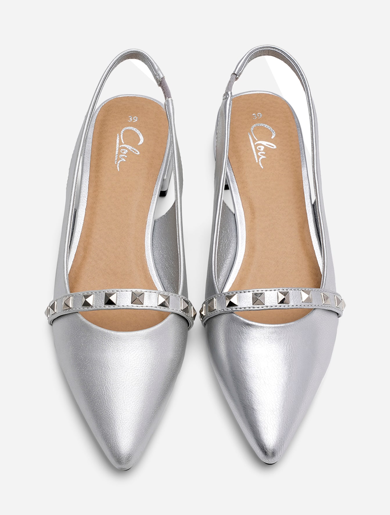 CLOU, Ballerinasko med slingback Metall