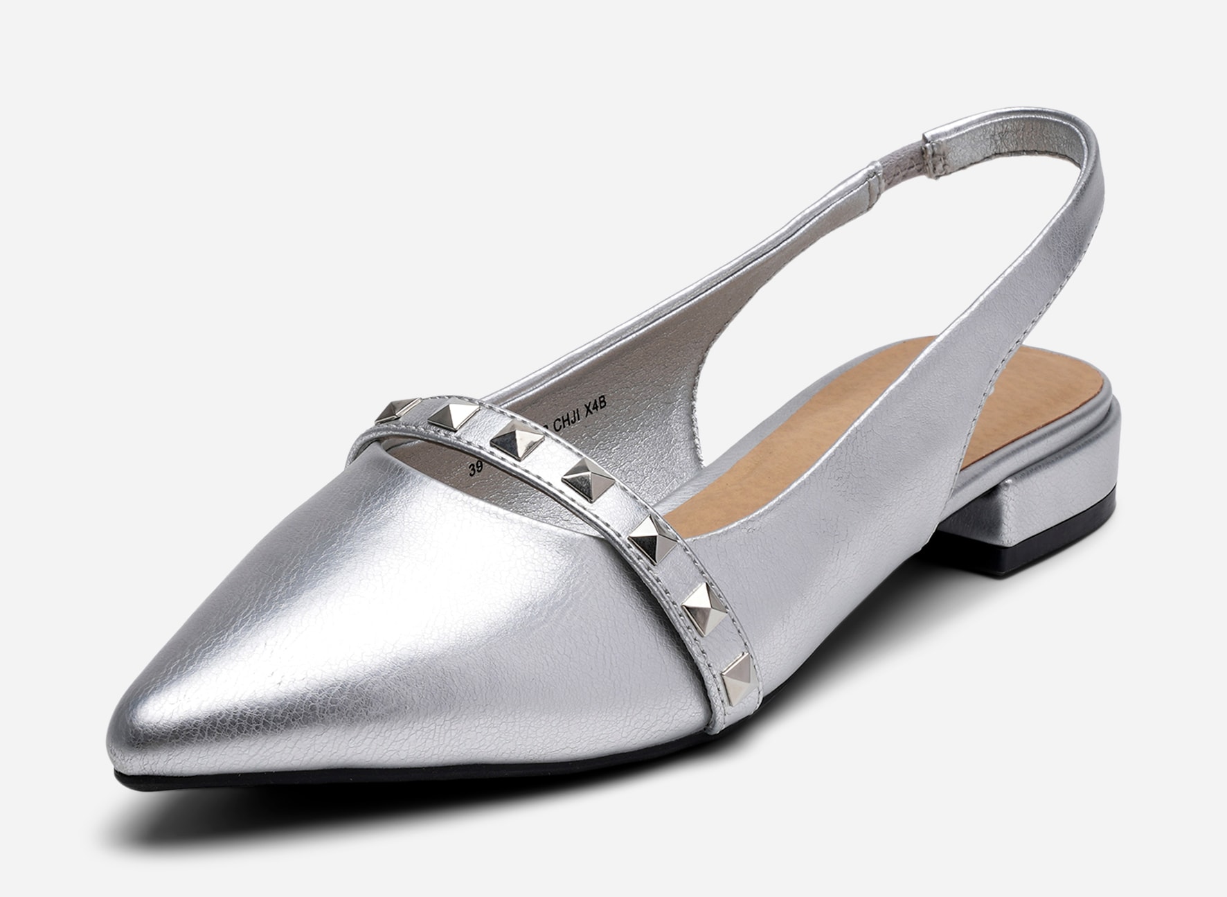 CLOU, Ballerinasko med slingback Metall