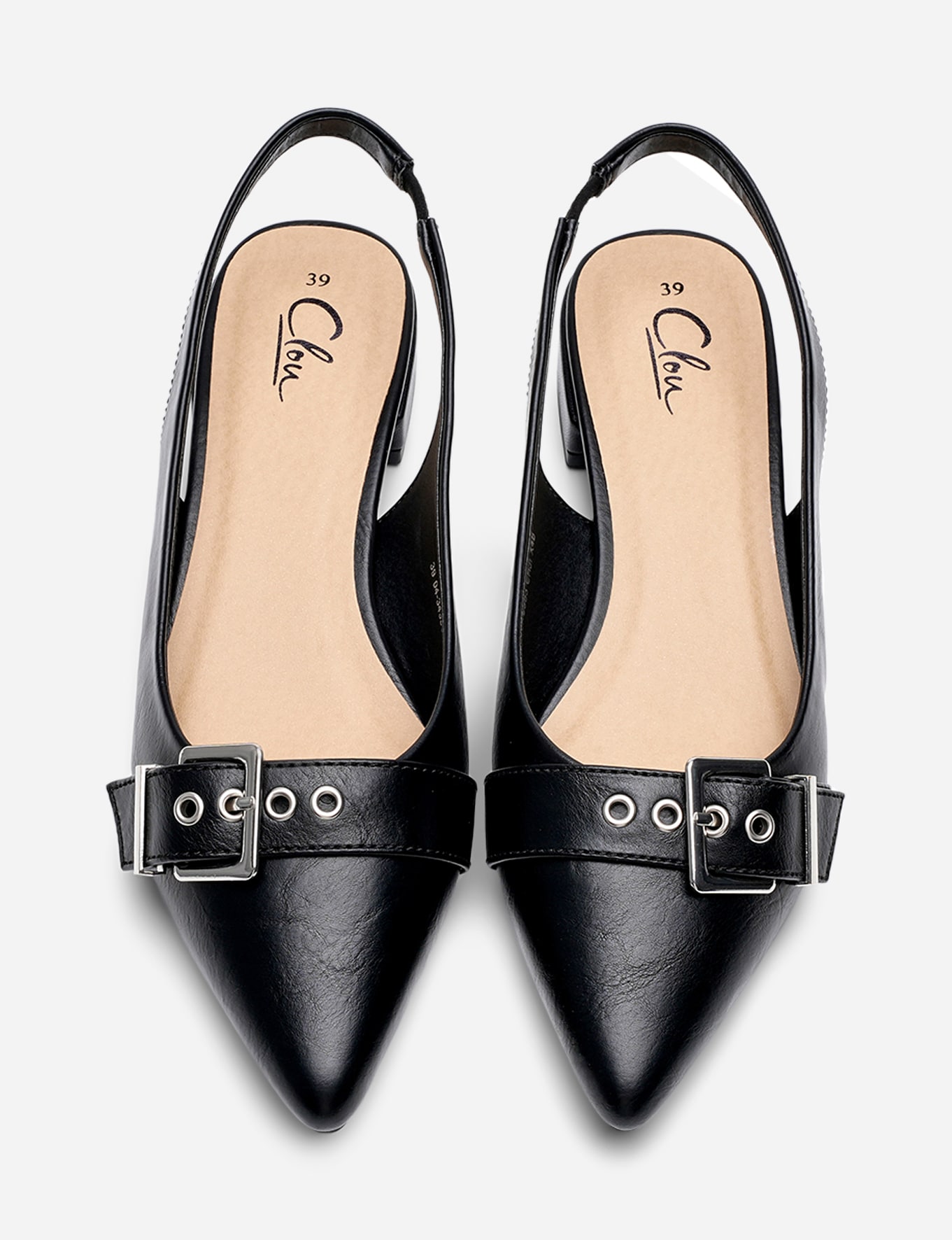 CLOU, Ballerinasko med slingback Sort