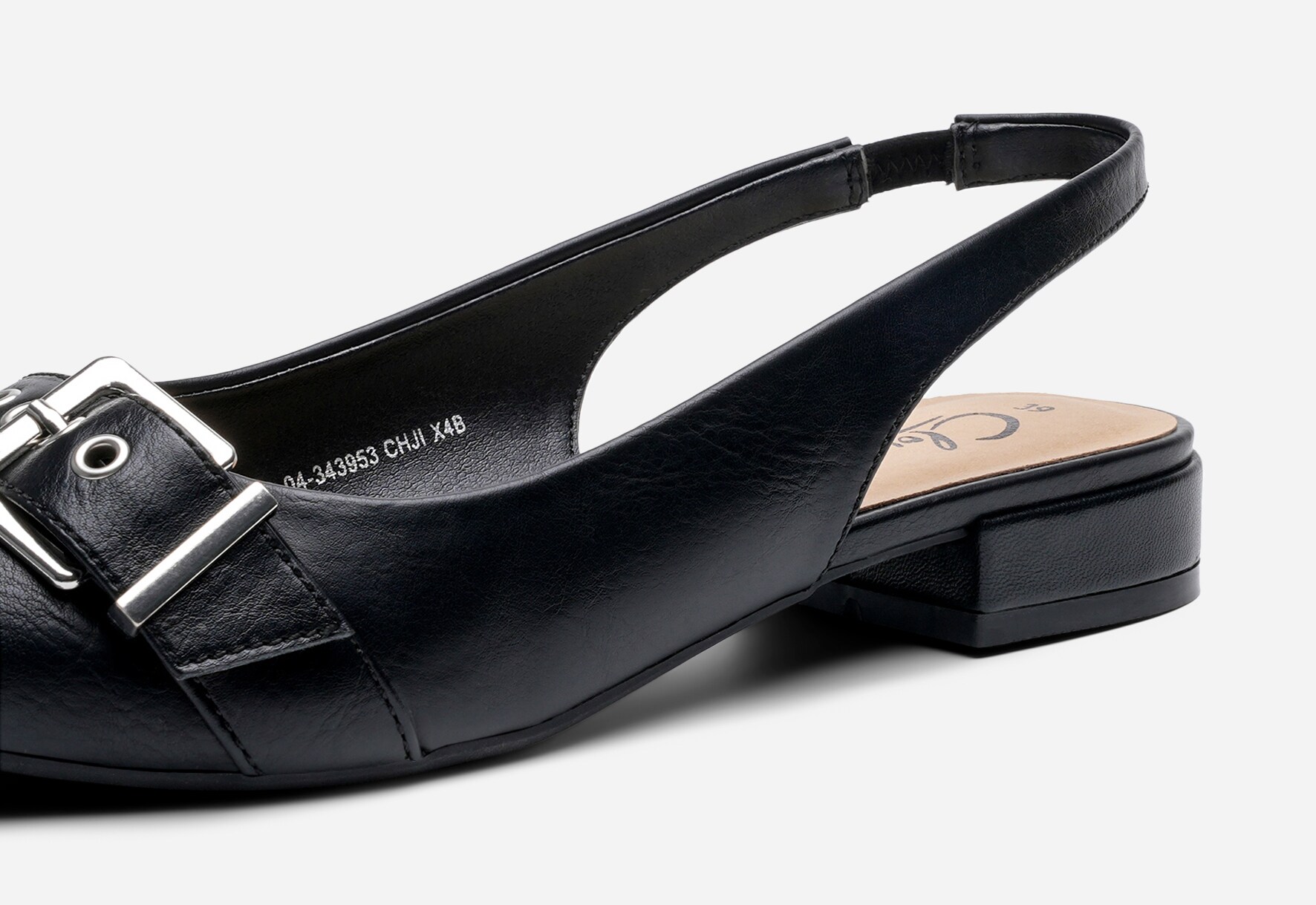 CLOU, Ballerinasko med slingback Sort