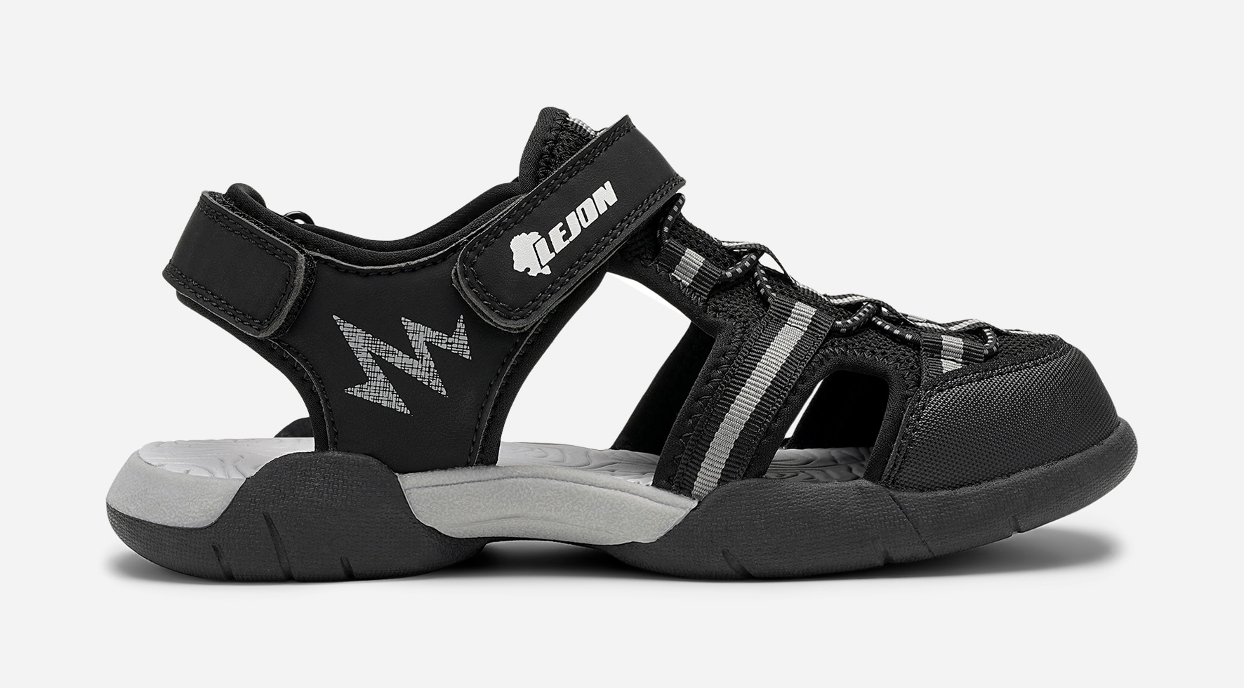 LEJON, Sandal med overdekket tå Sort