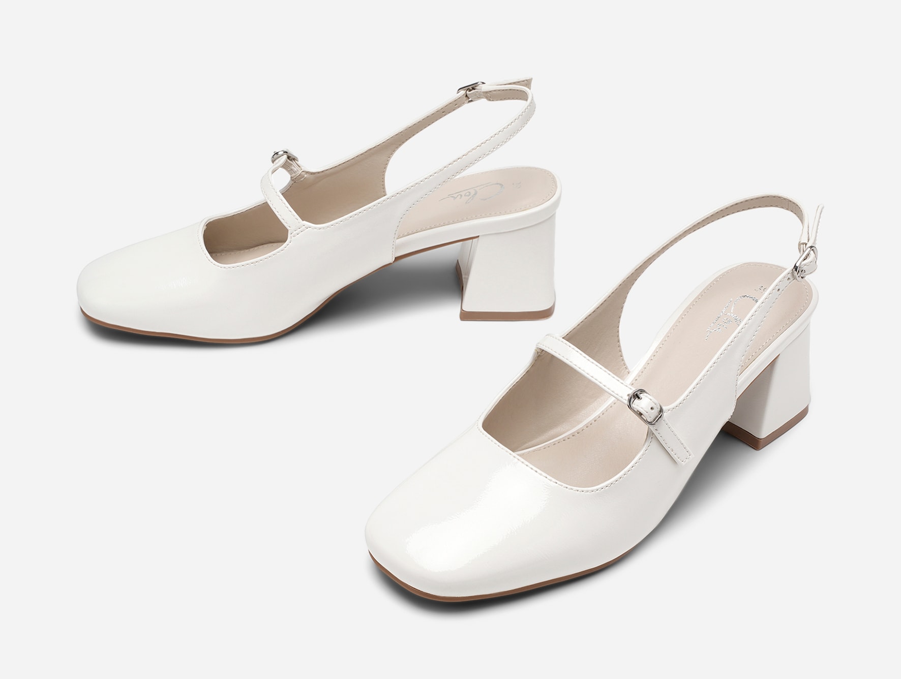 CLOU, Pumps med slingback Hvit