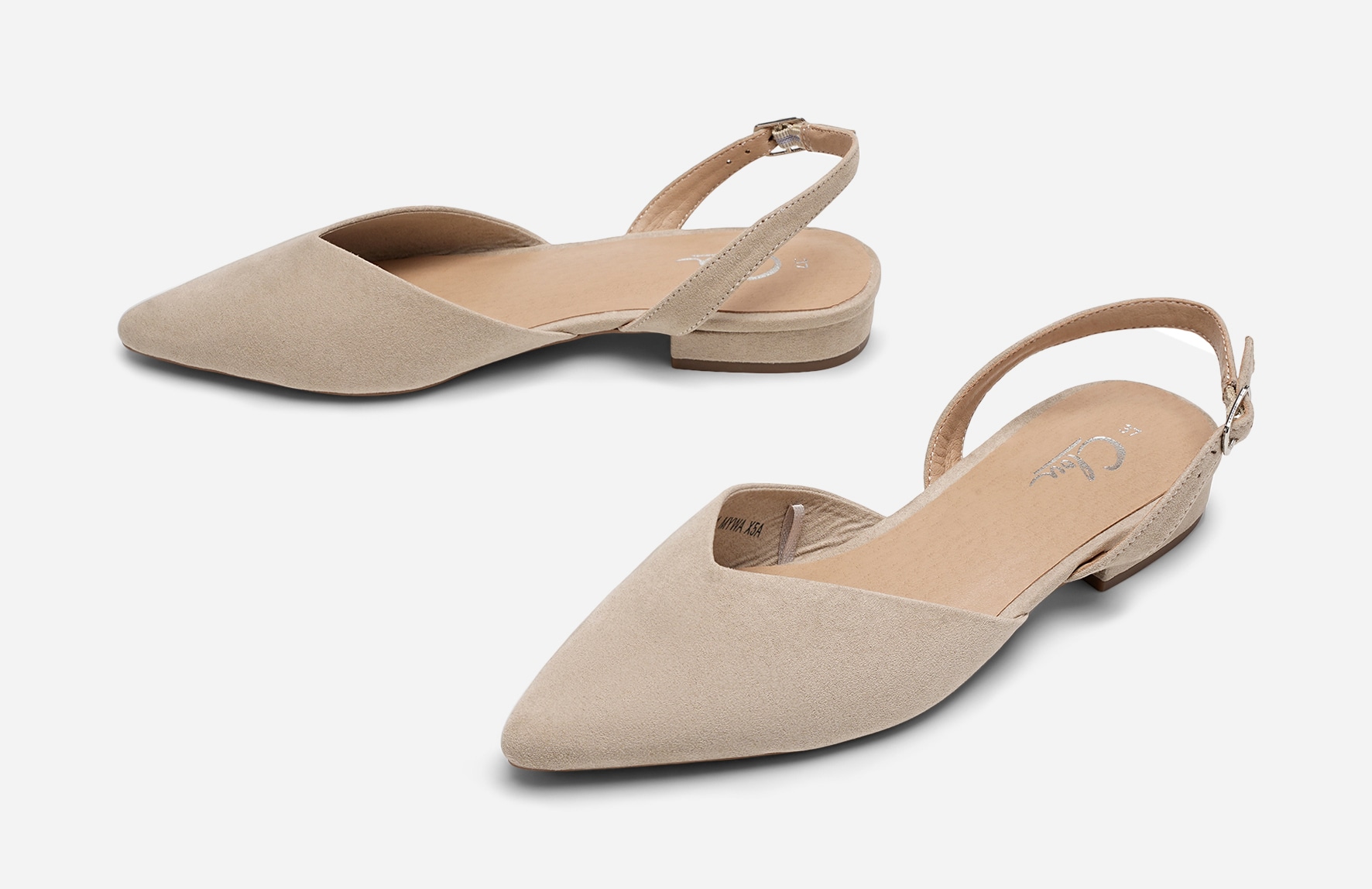 CLOU, Ballerinasko med slingback Beige