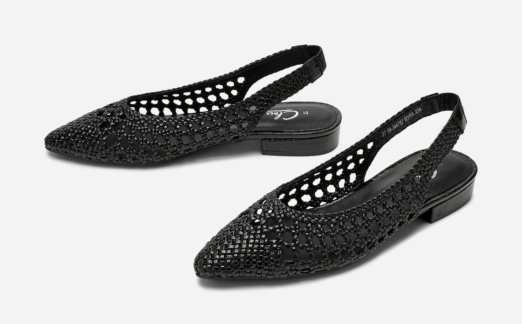 CLOU, Ballerinasko med slingback Sort