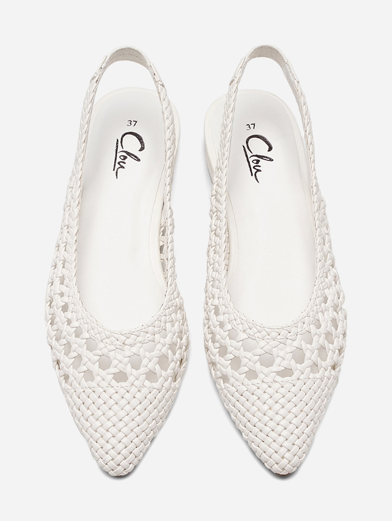 CLOU, Ballerinasko med slingback Hvit