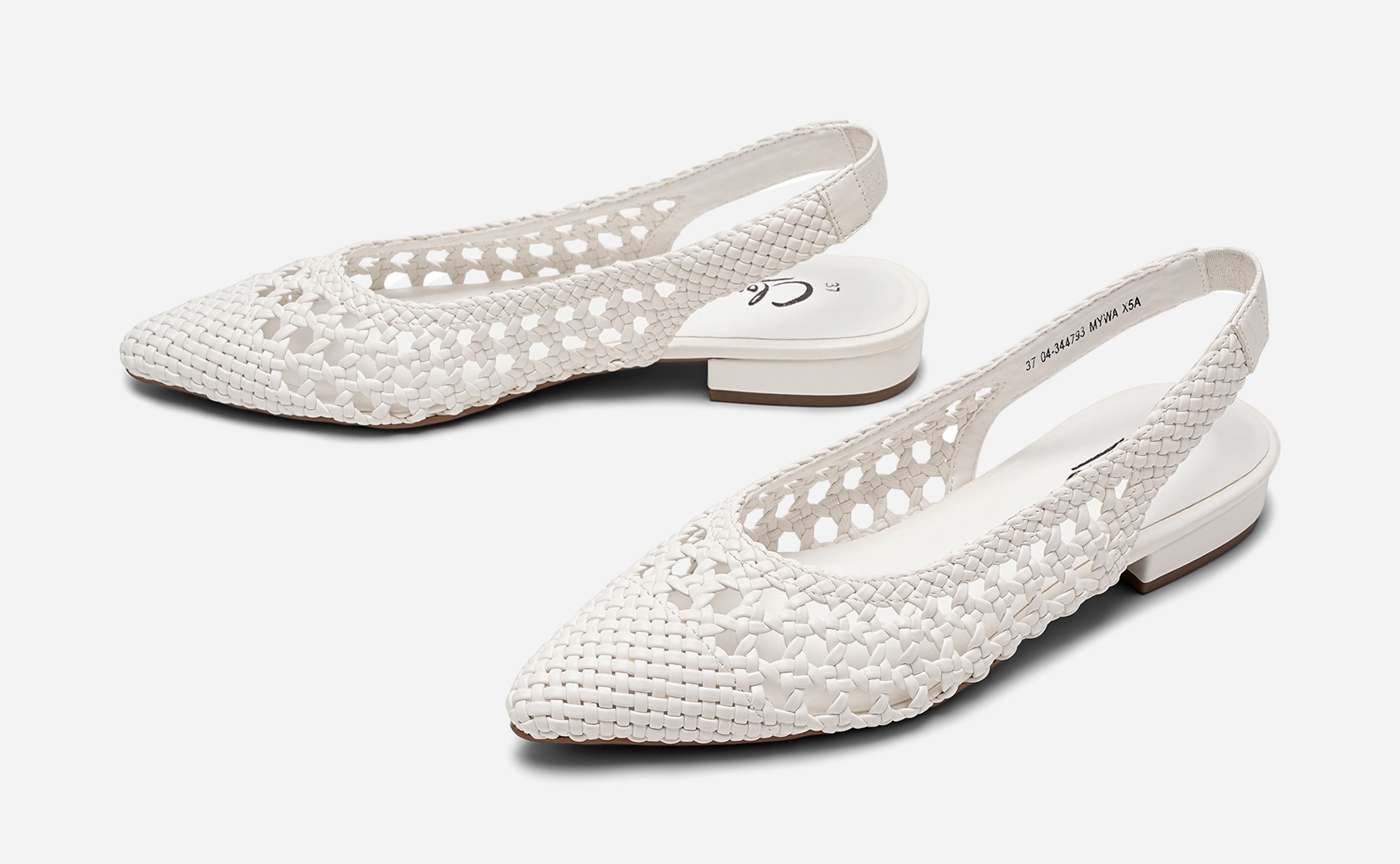 CLOU, Ballerinasko med slingback Hvit