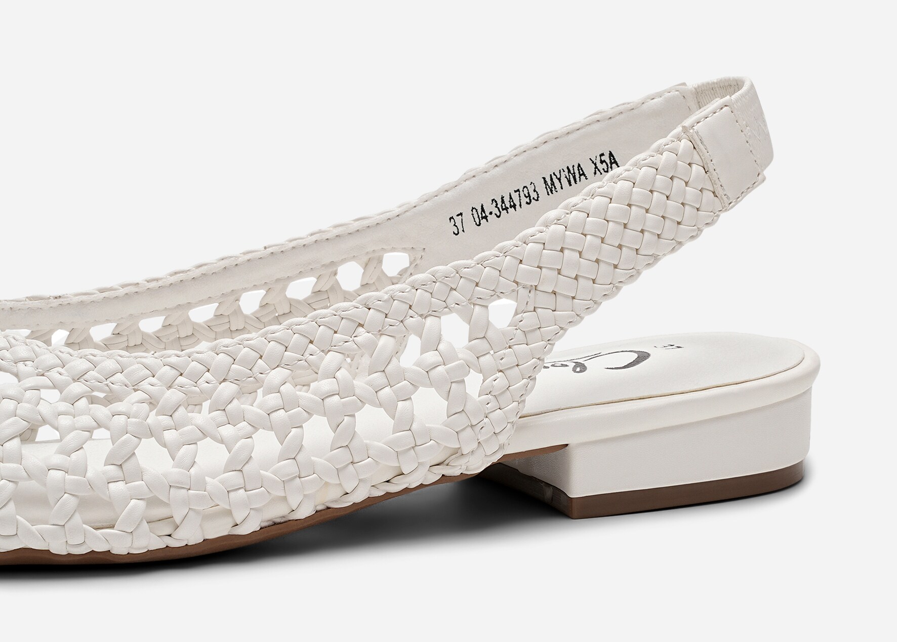 CLOU, Ballerinasko med slingback Hvit
