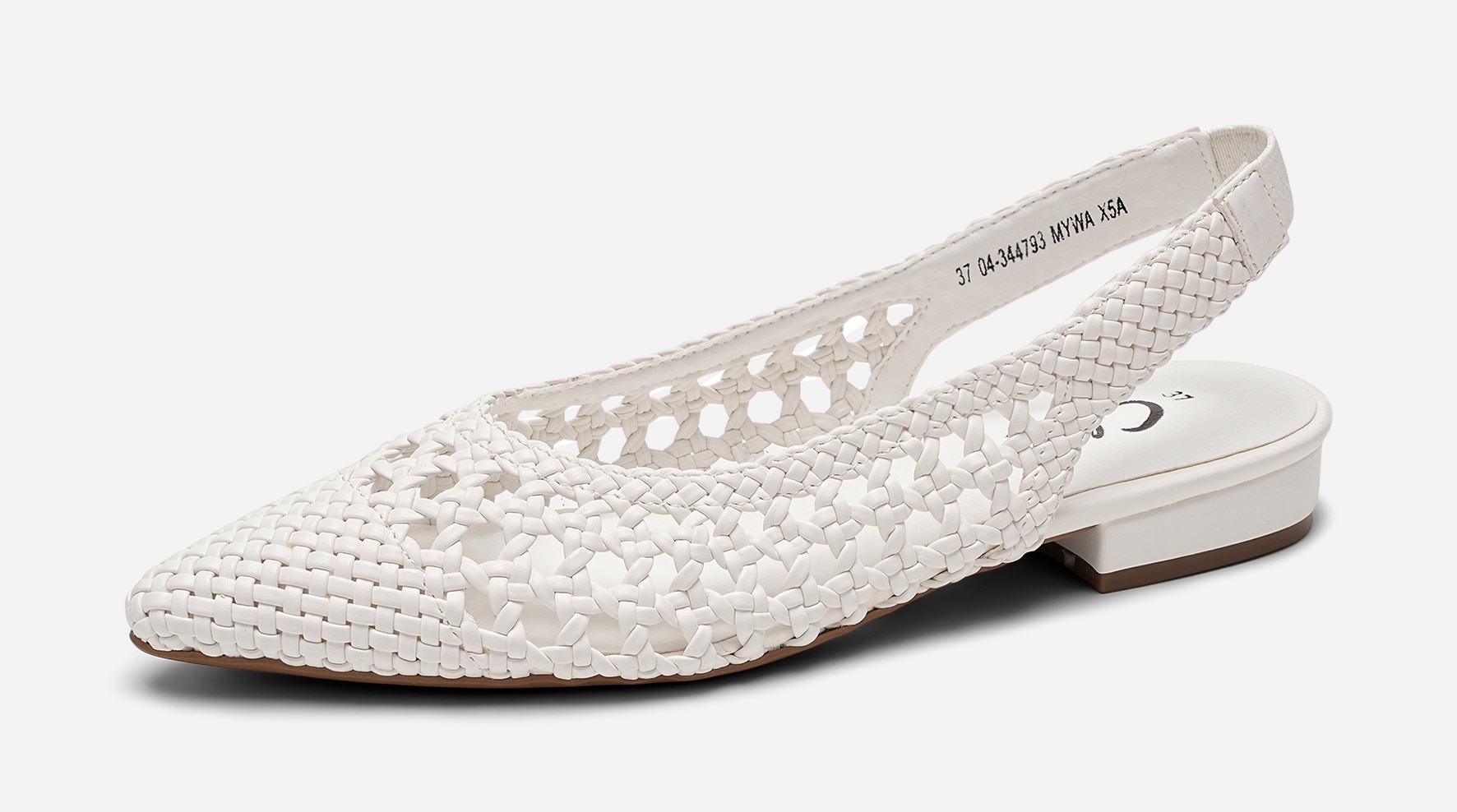 CLOU, Ballerinasko med slingback Hvit
