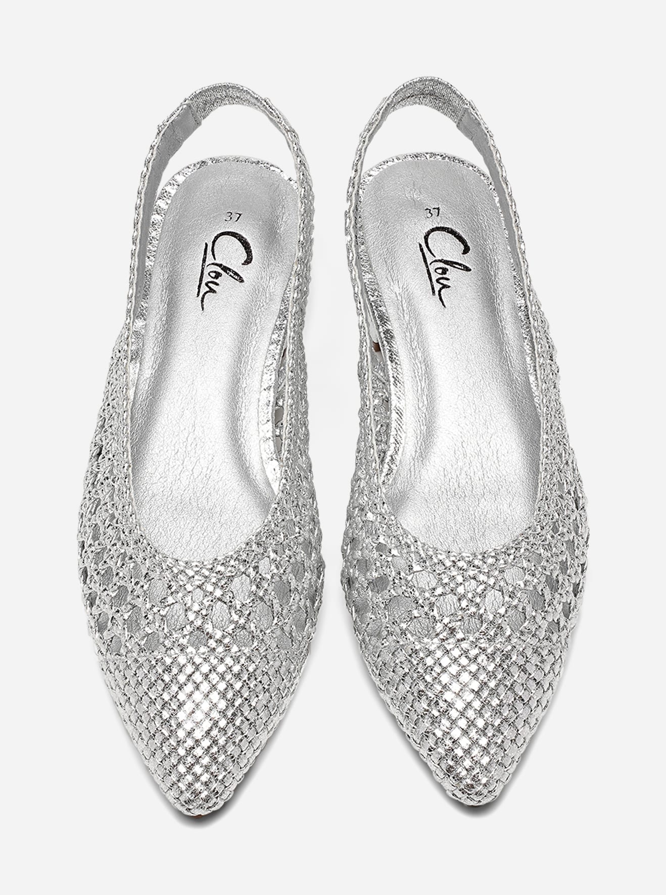 CLOU, Ballerinasko med slingback Metall