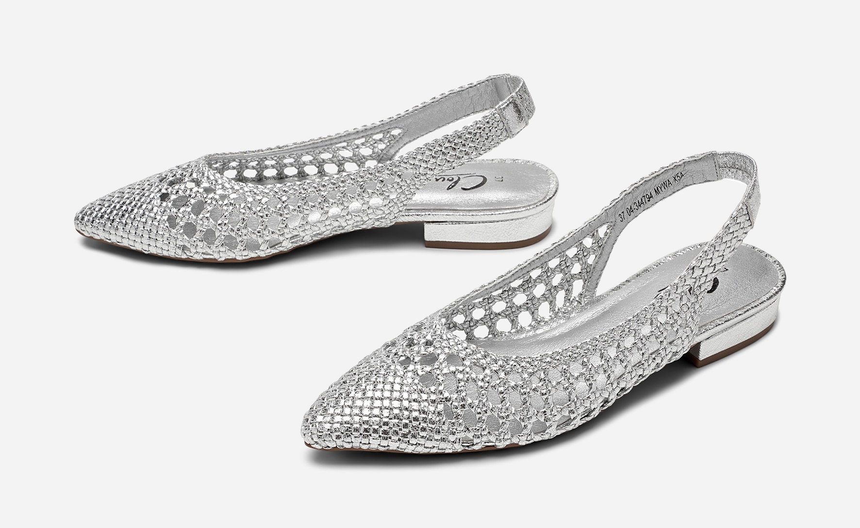 CLOU, Ballerinasko med slingback Metall