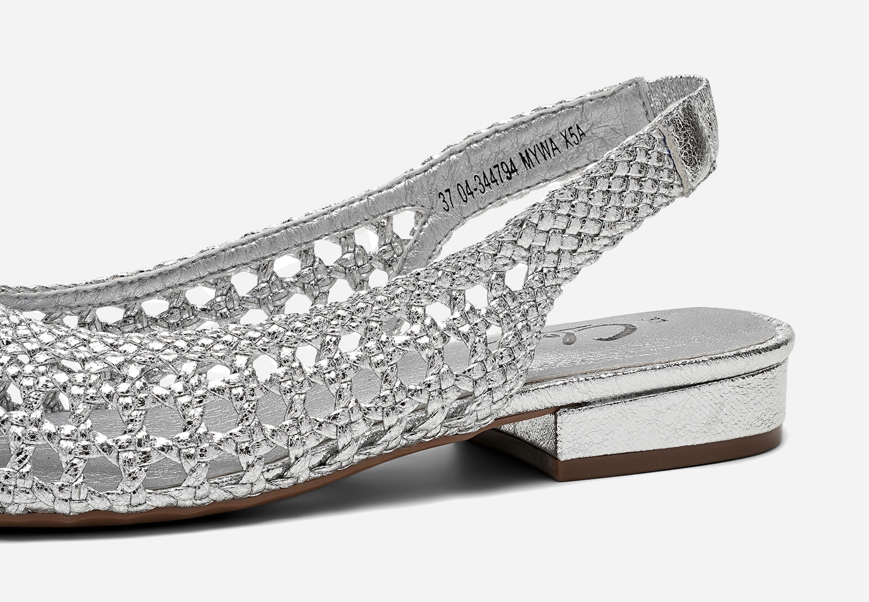 CLOU, Ballerinasko med slingback Metall