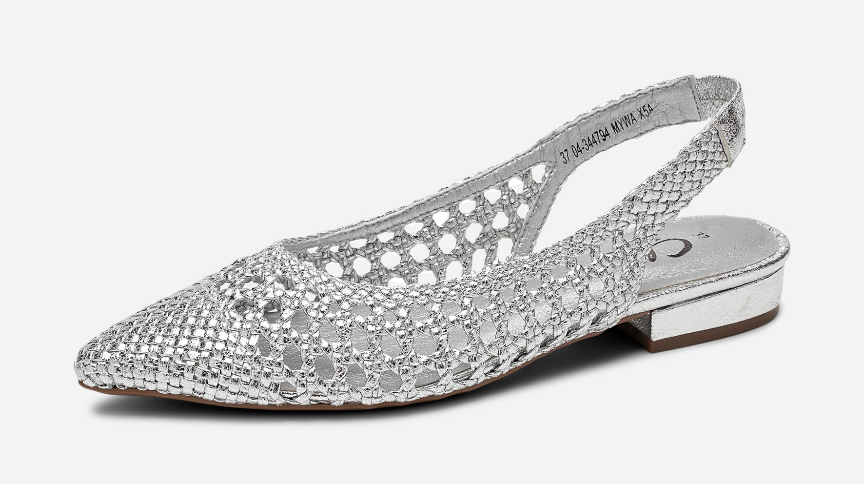 CLOU, Ballerinasko med slingback Metall