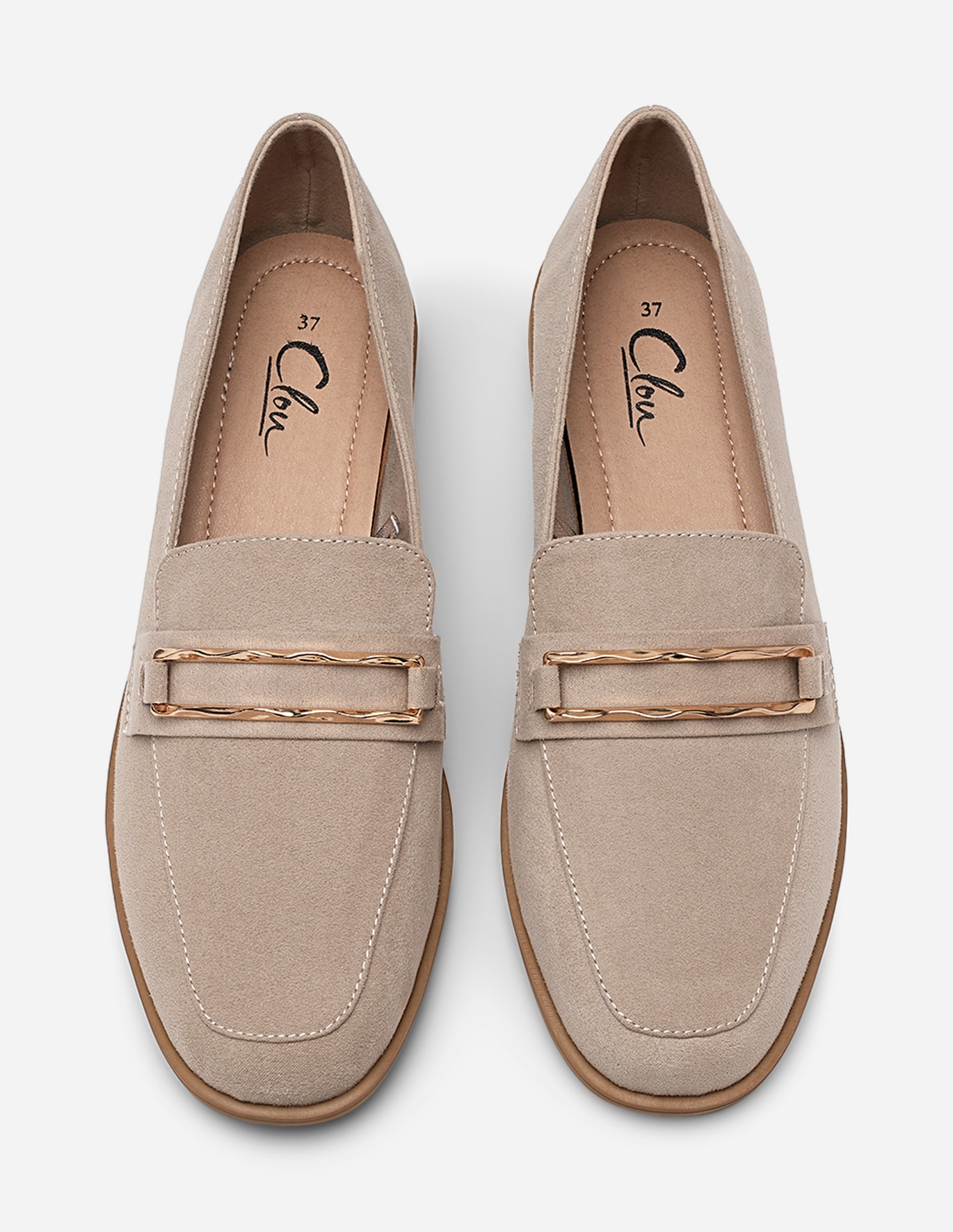 CLOU, Loafer med spenne Beige