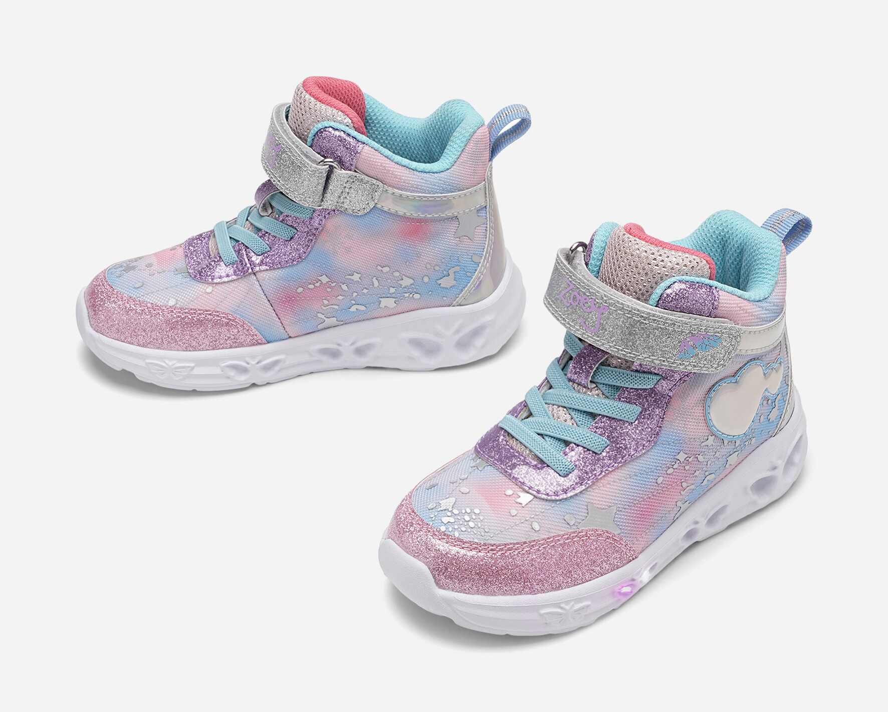 ZOEY, Høye sneakers med blinkende såle Rosa