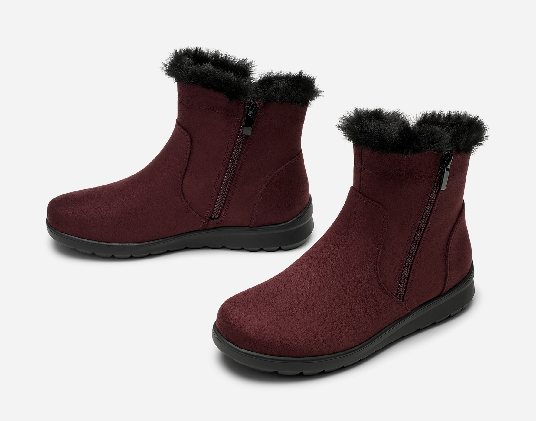 CLOU COMFORT, Varmforet boots med glidelås Rød