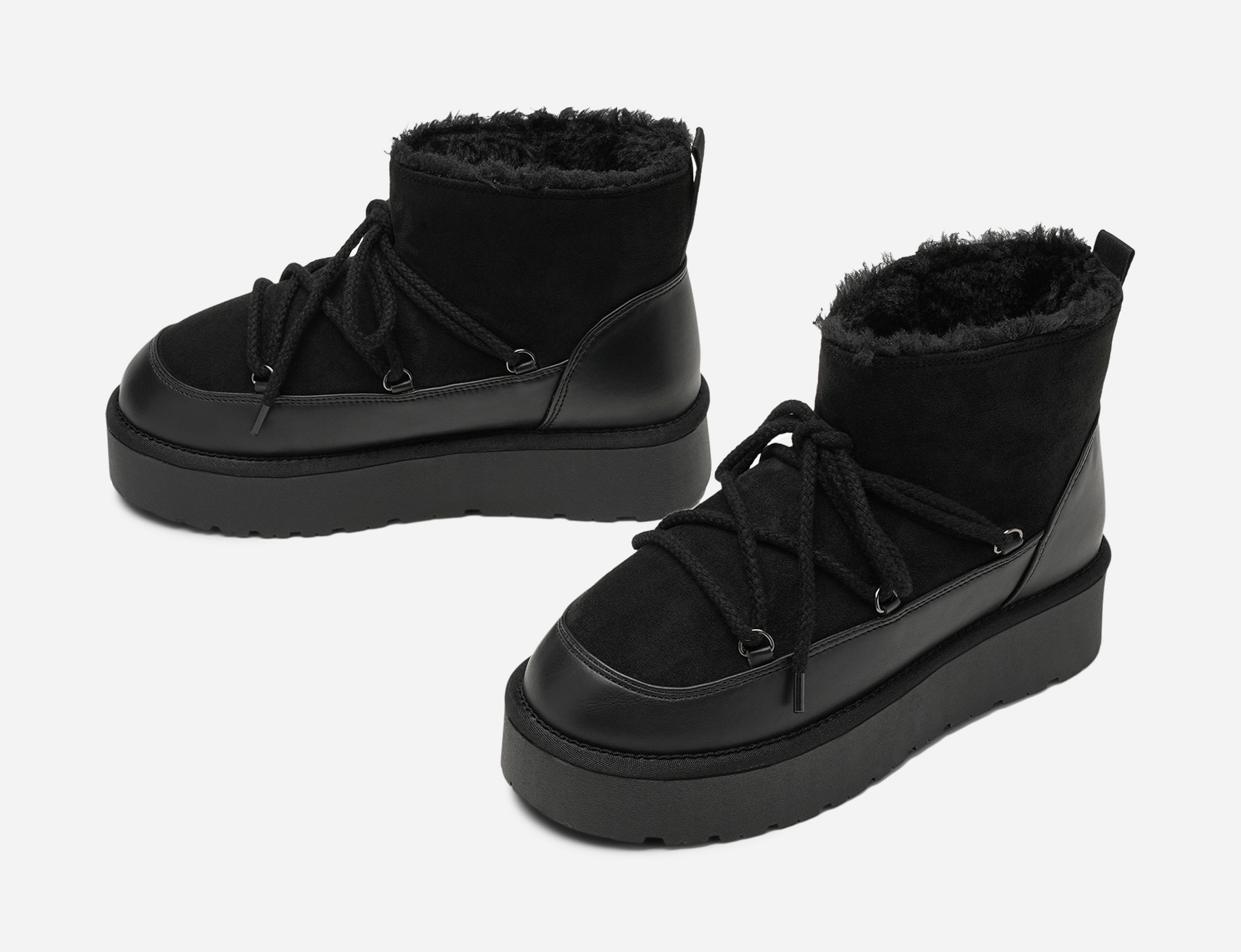 VOX, Varmforet boots med snøring Sort