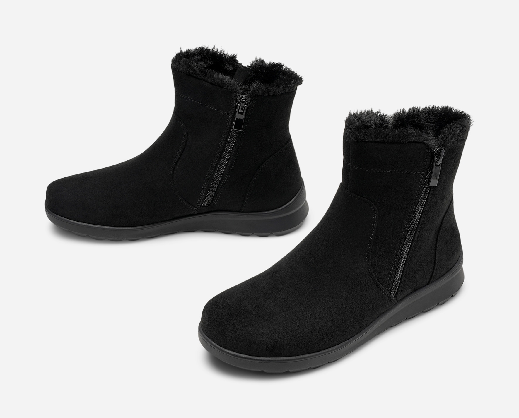 CLOU COMFORT, Varmforet boots med glidelås Sort