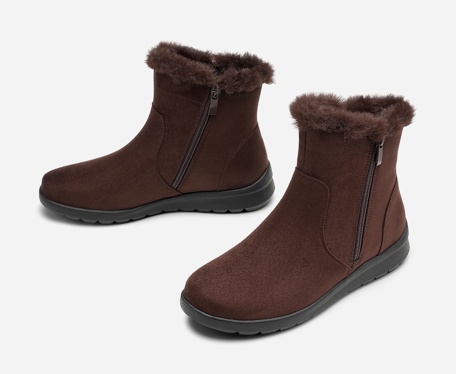 CLOU COMFORT, Varmforet boots med glidelås Brun