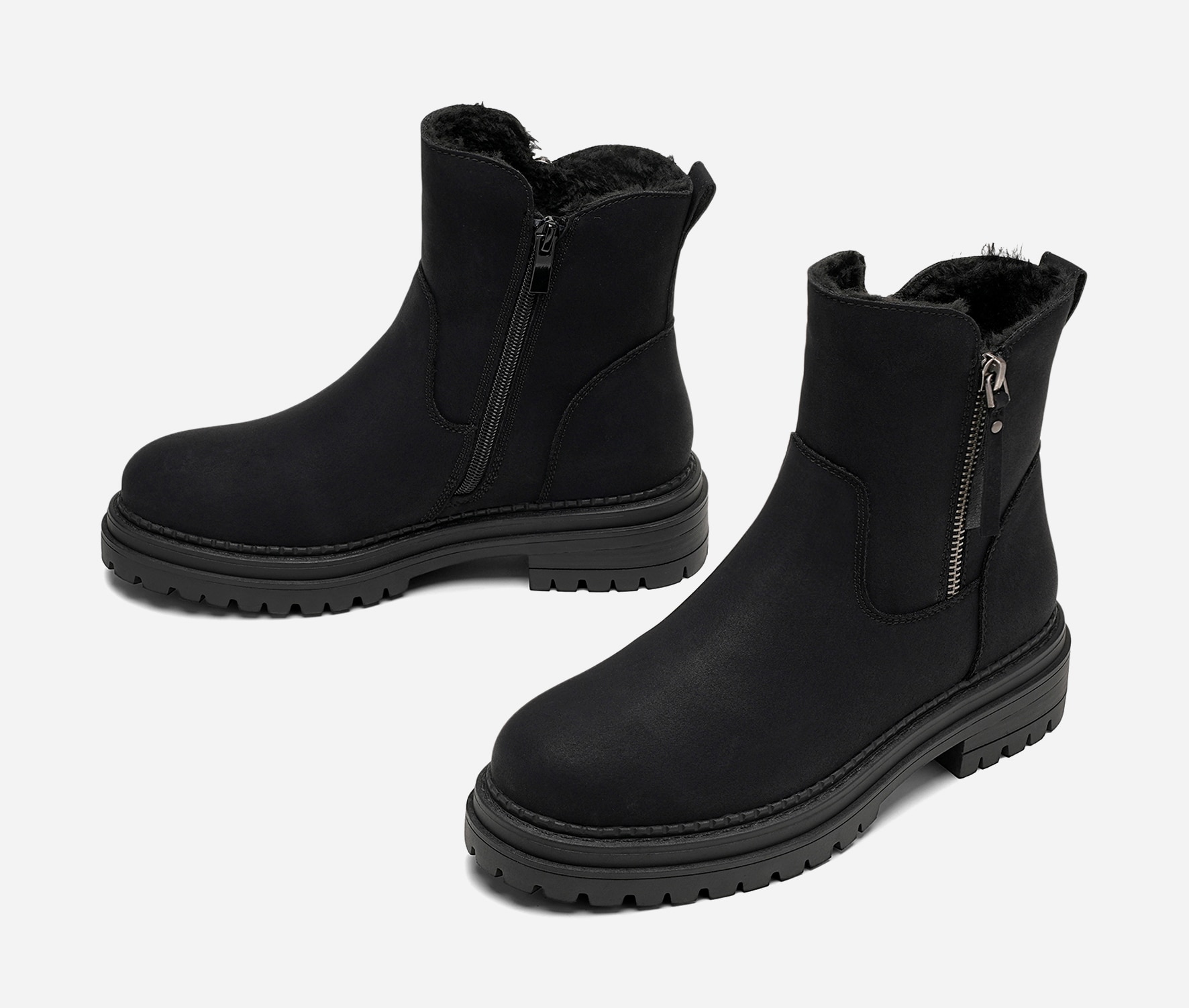 CLOU, Varmforet boots med glidelås Sort