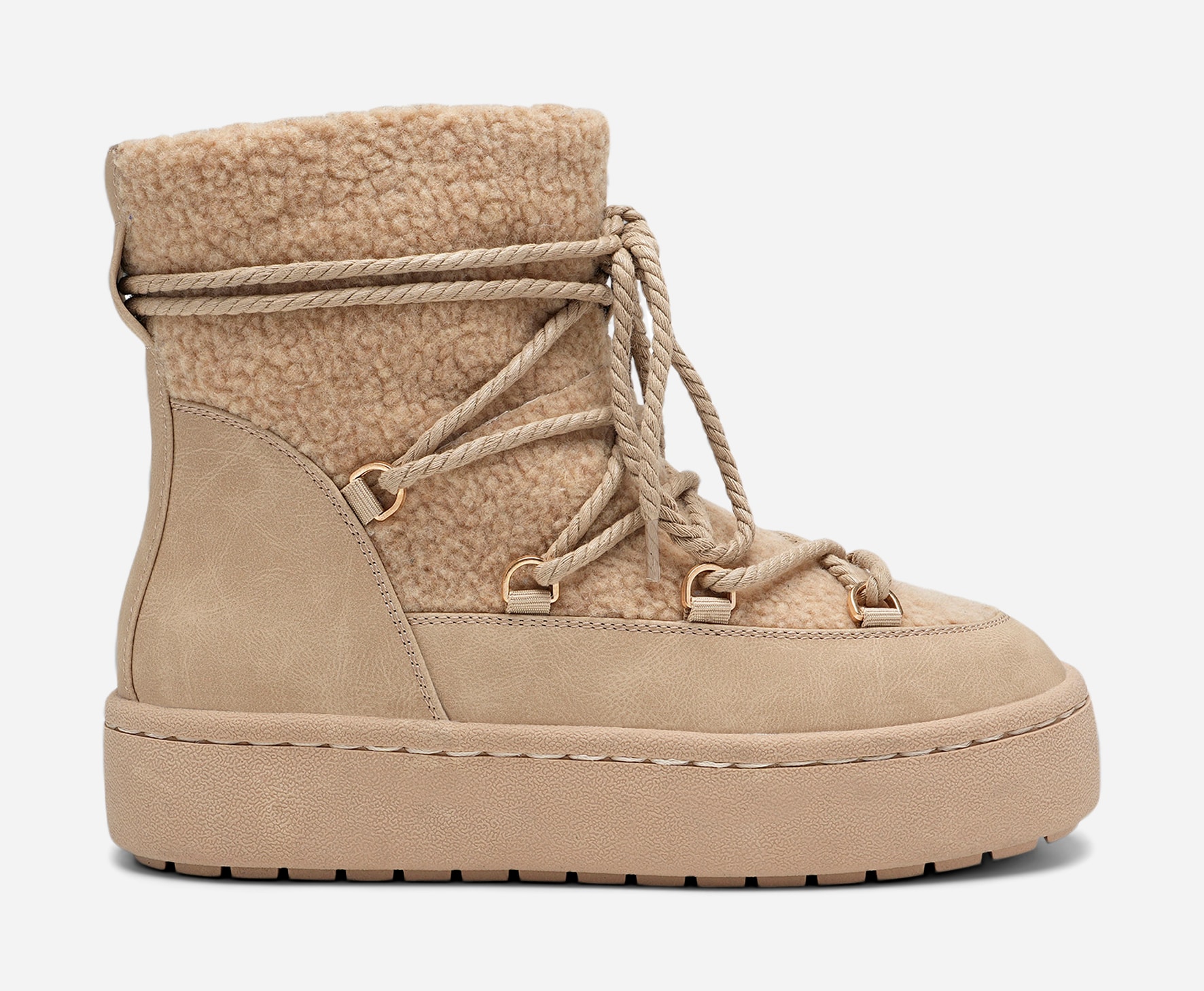 VOX, Varmforet boots med snøring Beige
